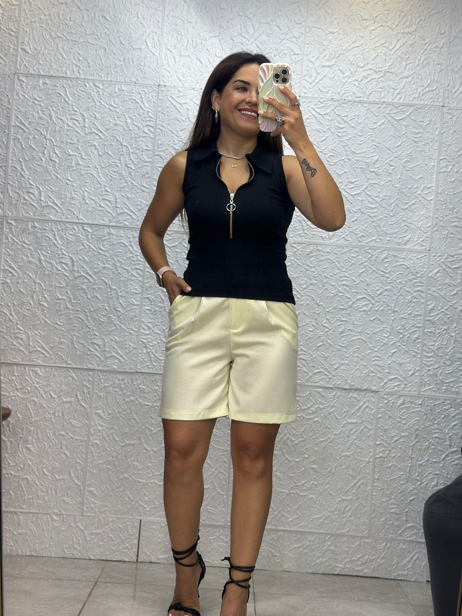 Fermuarlı Siyah Bluz