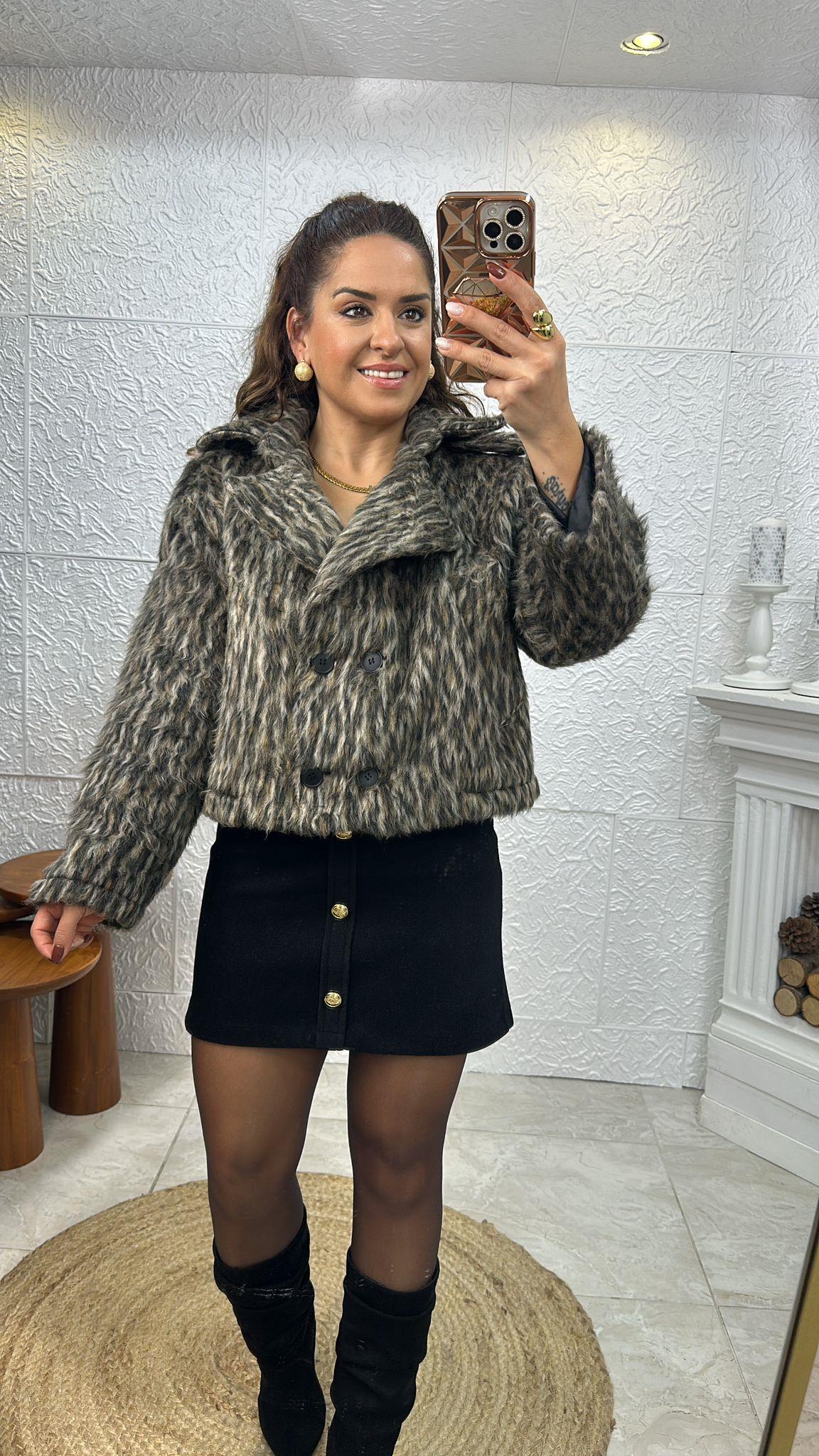 Geniş Yaka Leopar Ceket