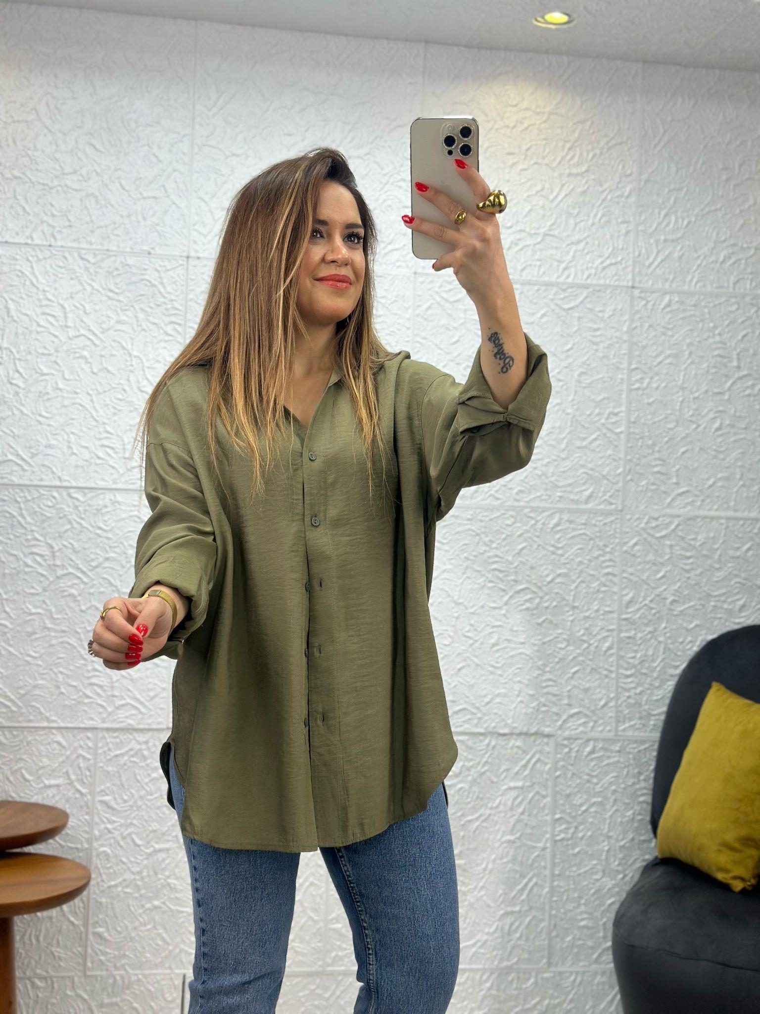 Haki Modal Salaş Gömlek