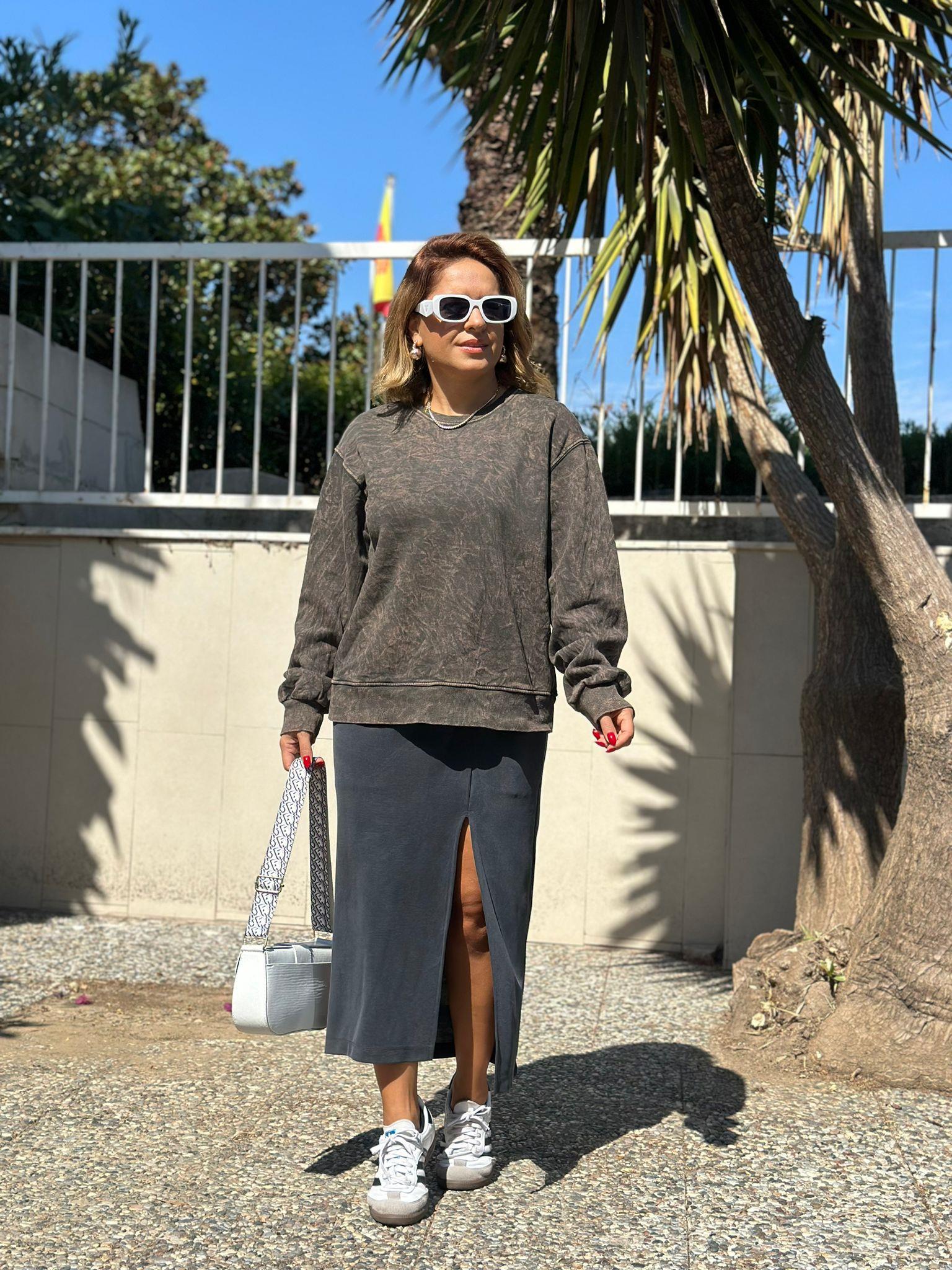 Kahverengi Şardonlu Sweatshirt