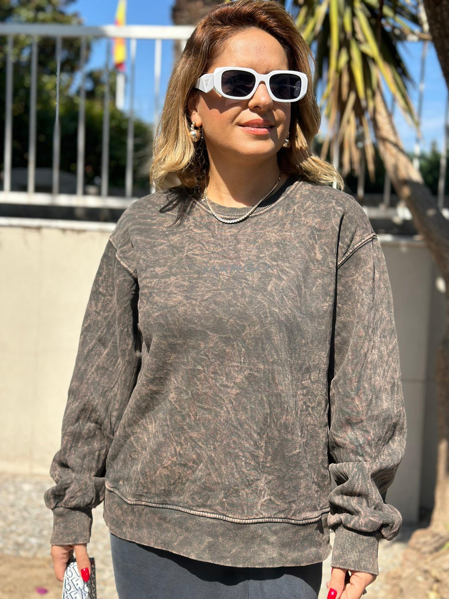 Kahverengi Şardonlu Sweatshirt