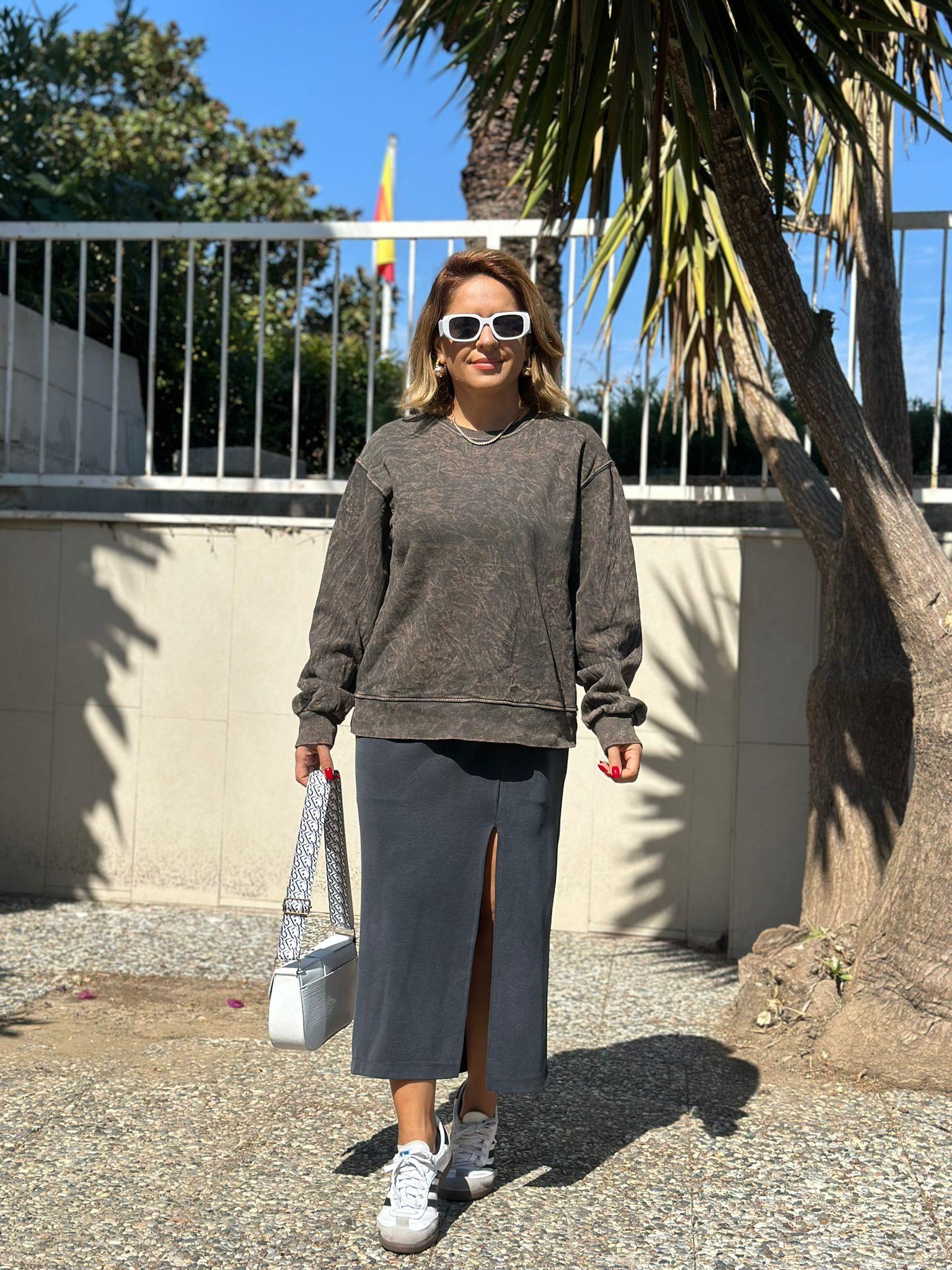 Kahverengi Şardonlu Sweatshirt