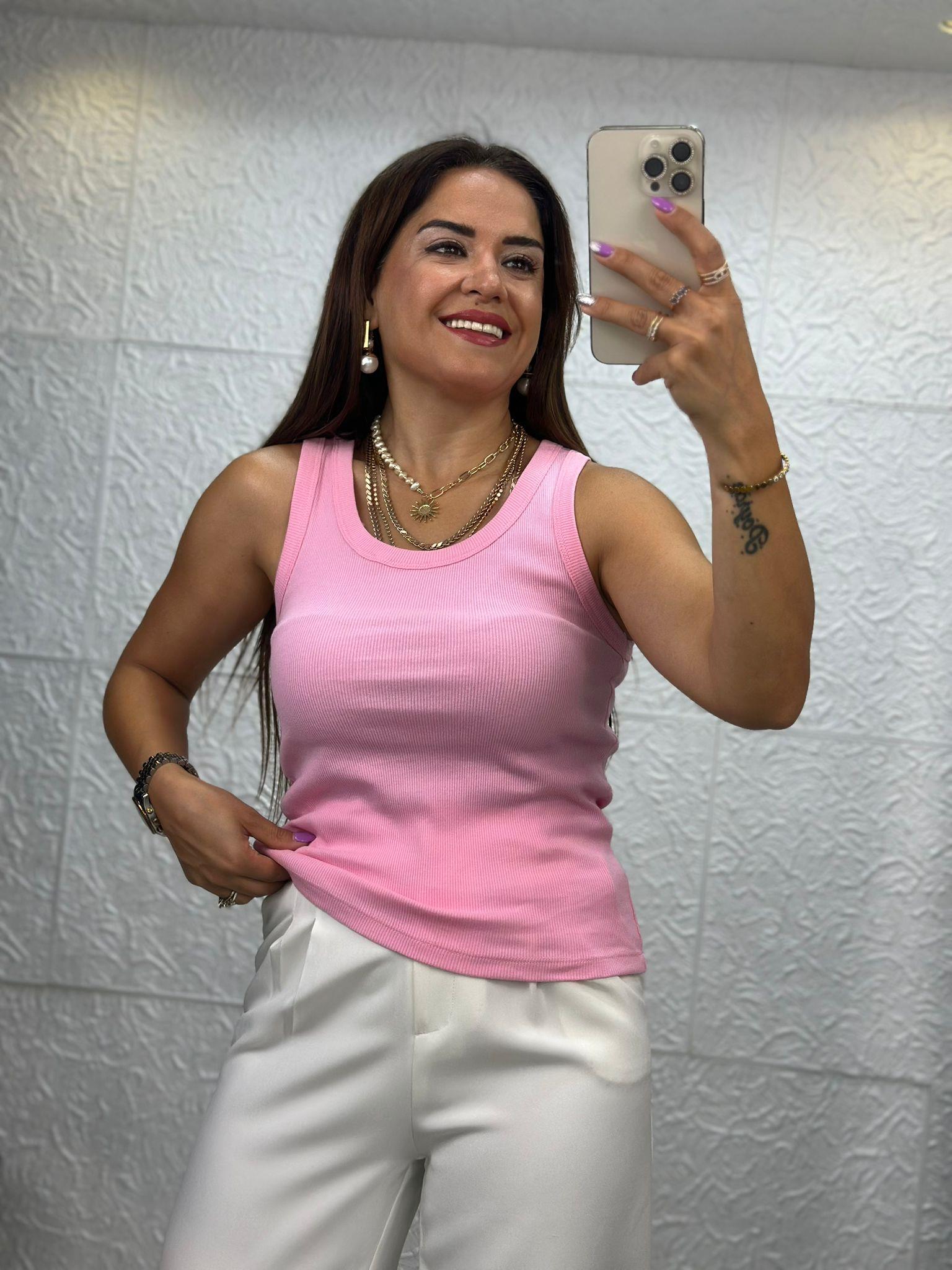 Kalın Askılı Pembe Body