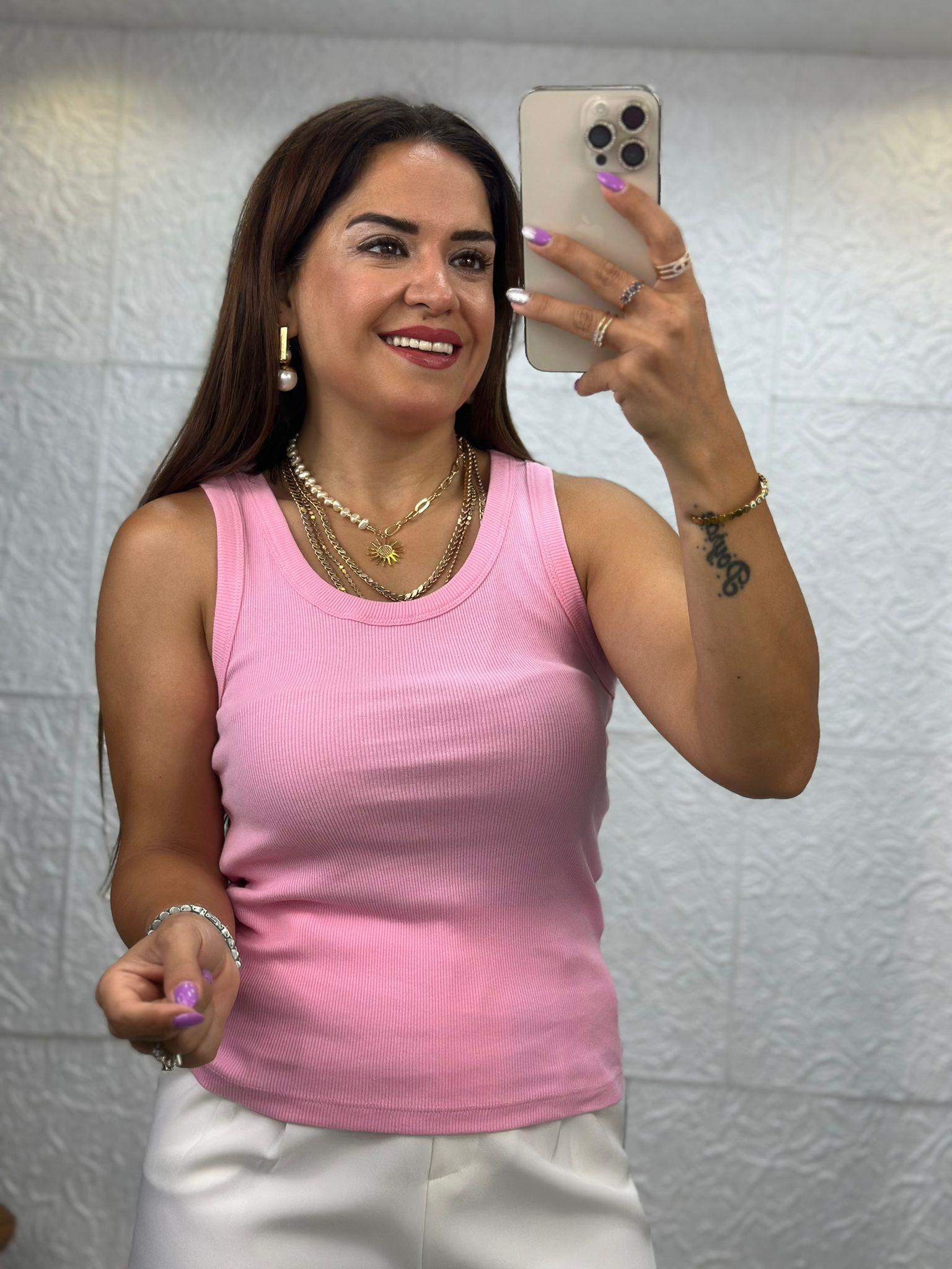 Kalın Askılı Pembe Body