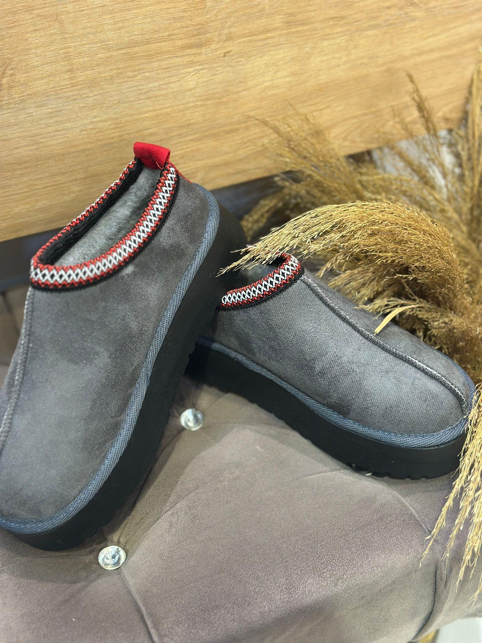 KALIN TABAN KIRMIZI ŞERİTLİ FÜME AYAKKABI