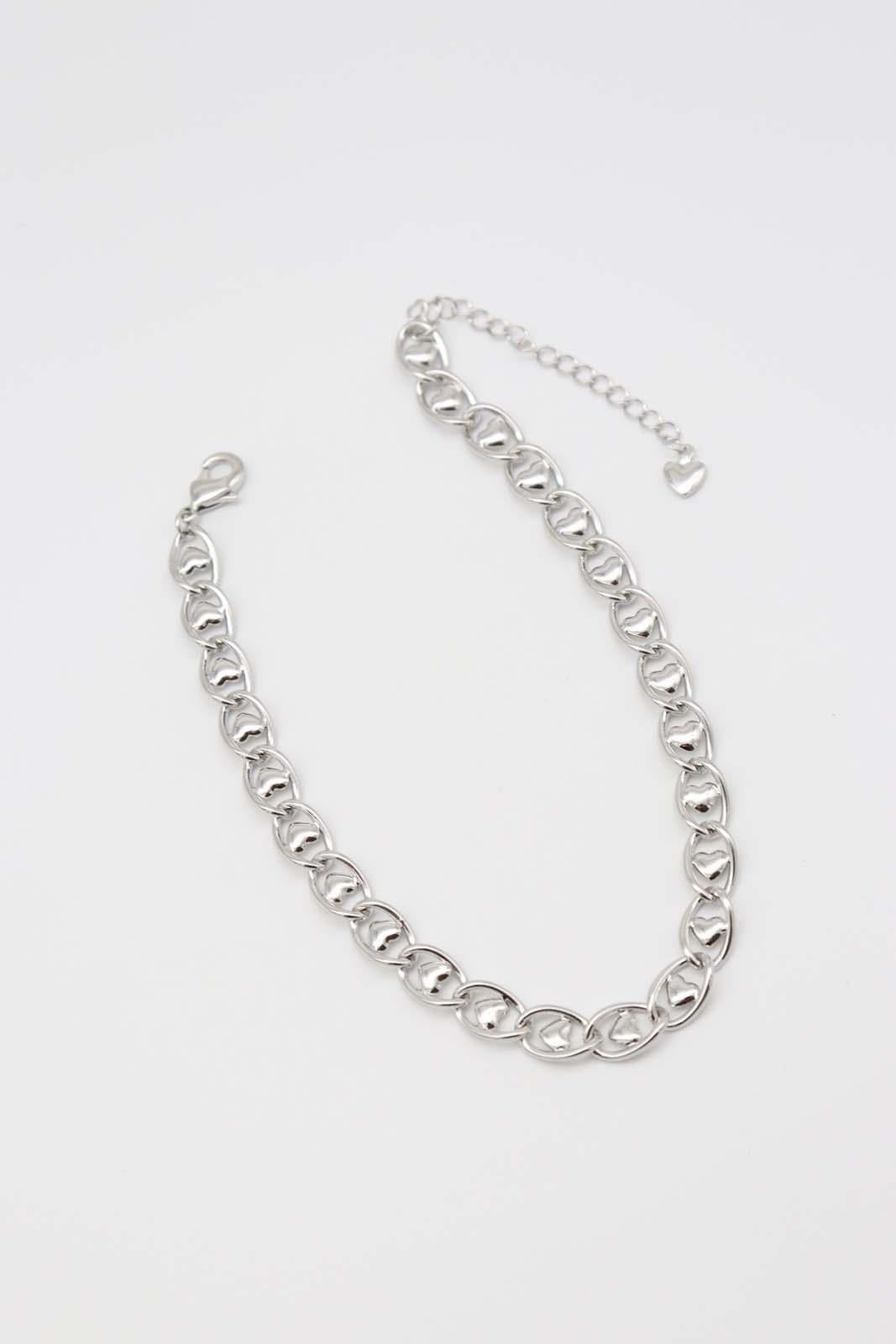 Kalp Detaylı Silver Halhal