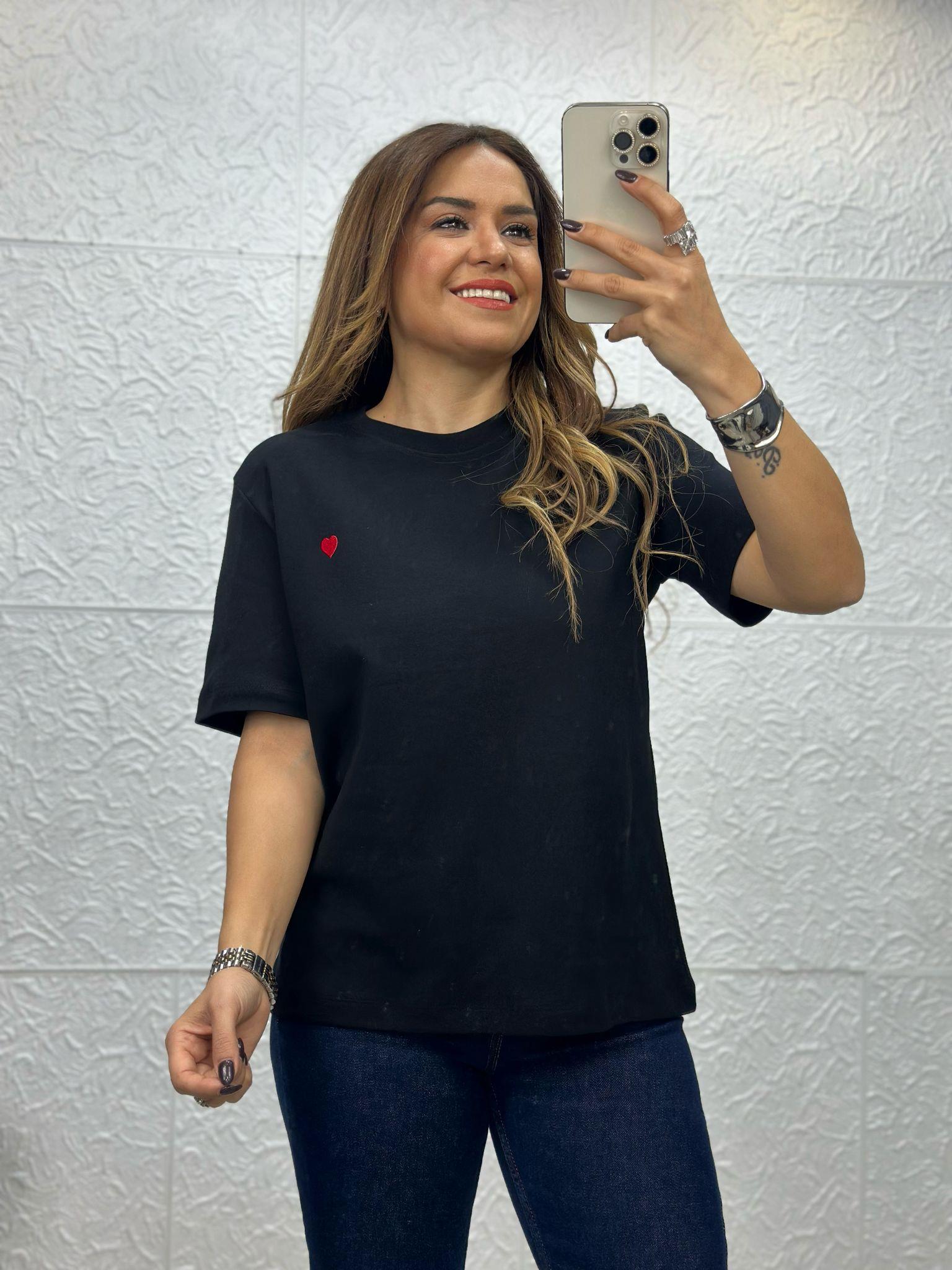 Kalpli Siyah Tshirt