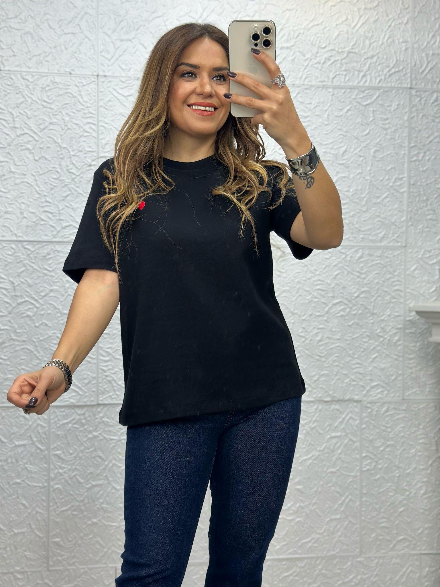 Kalpli Siyah Tshirt