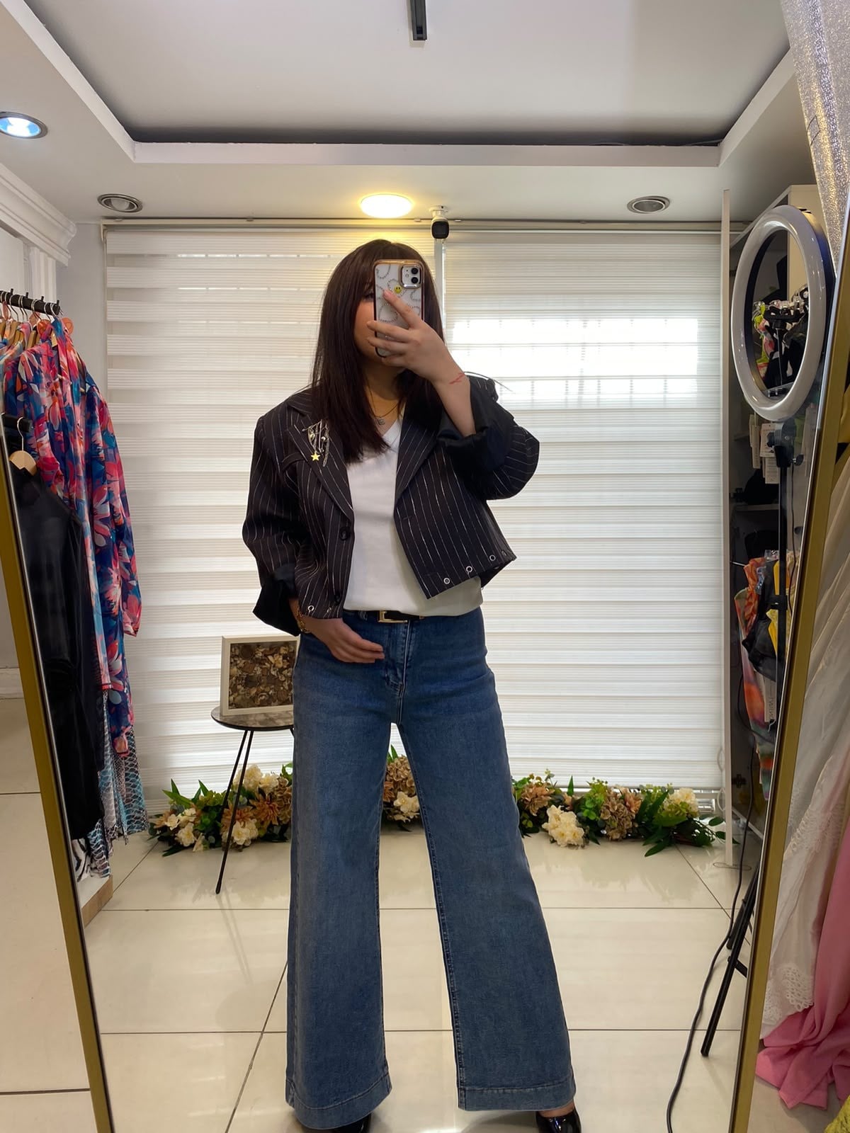 Kemerli Kahve Jean Pantolon