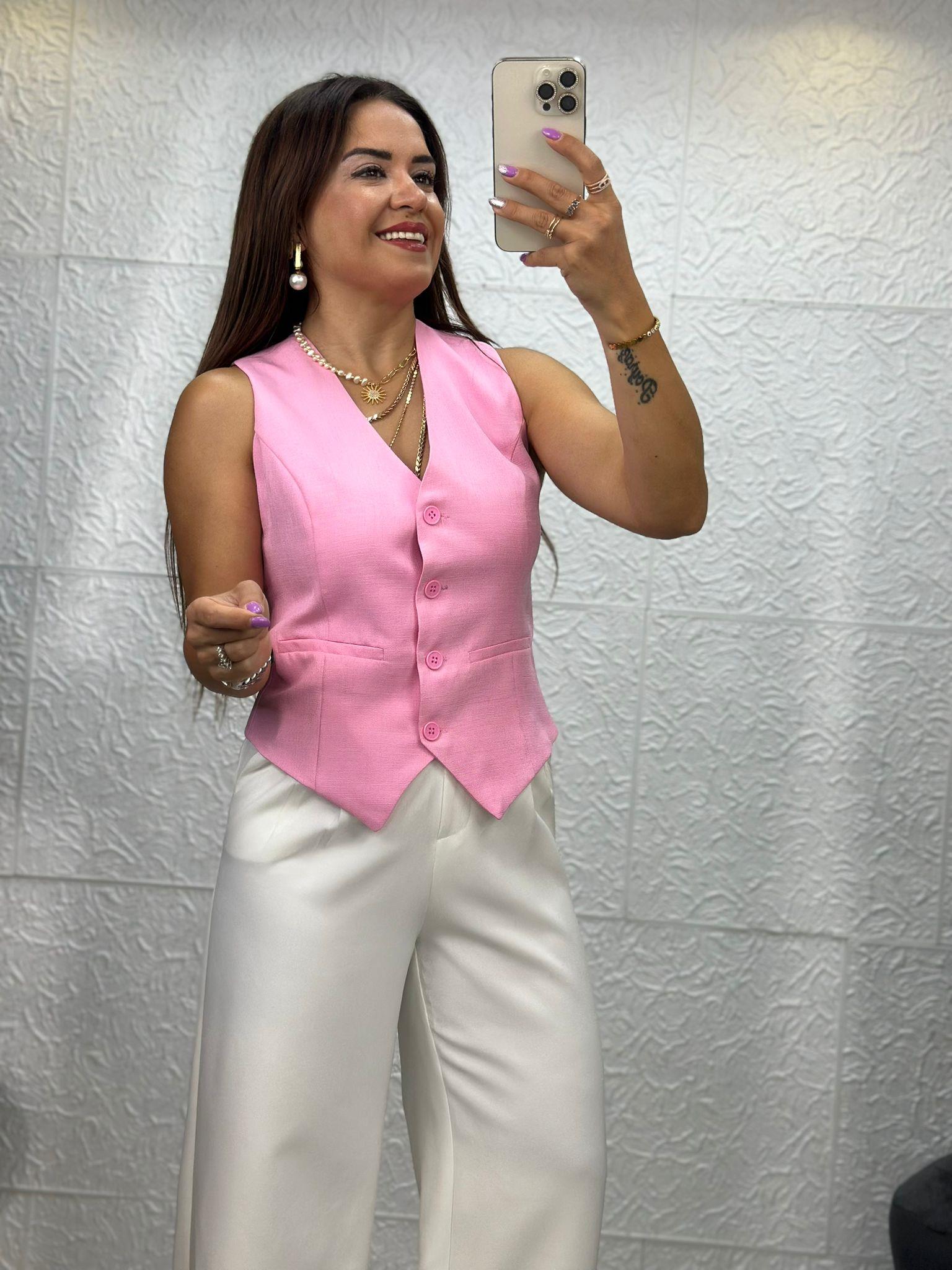 Keten Pembe Yelek