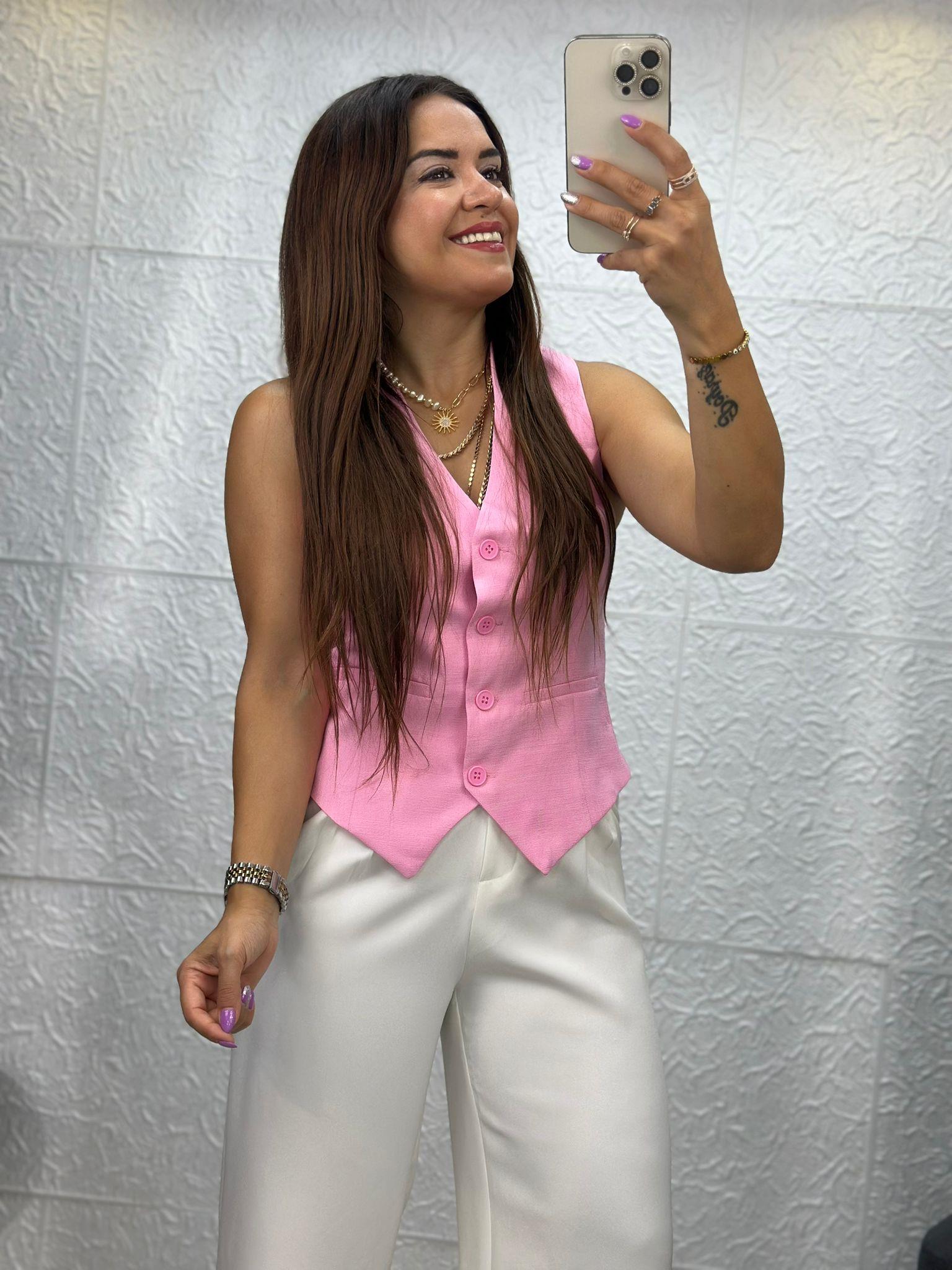 Keten Pembe Yelek