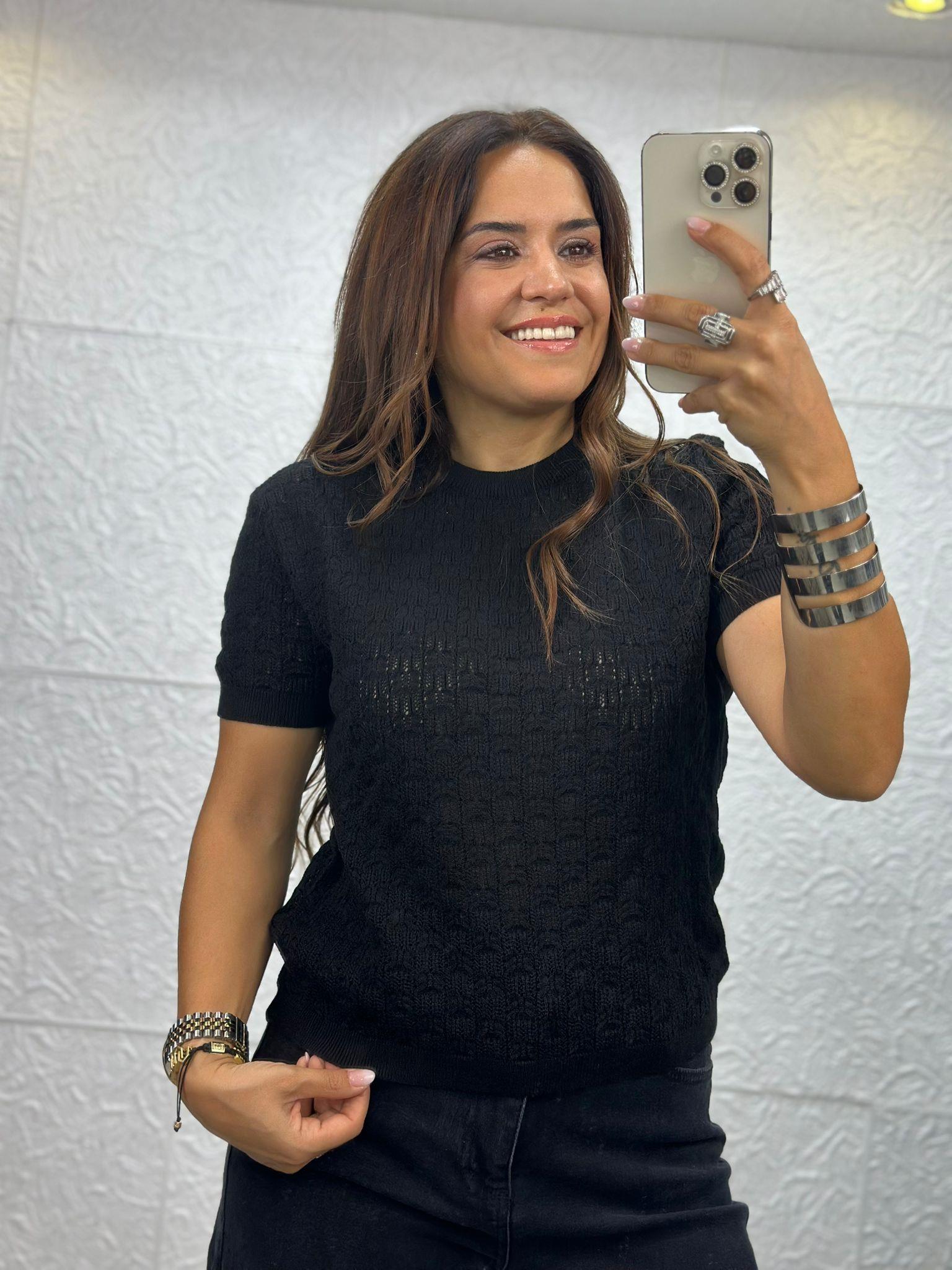 Kısa Kollu Siyah Triko