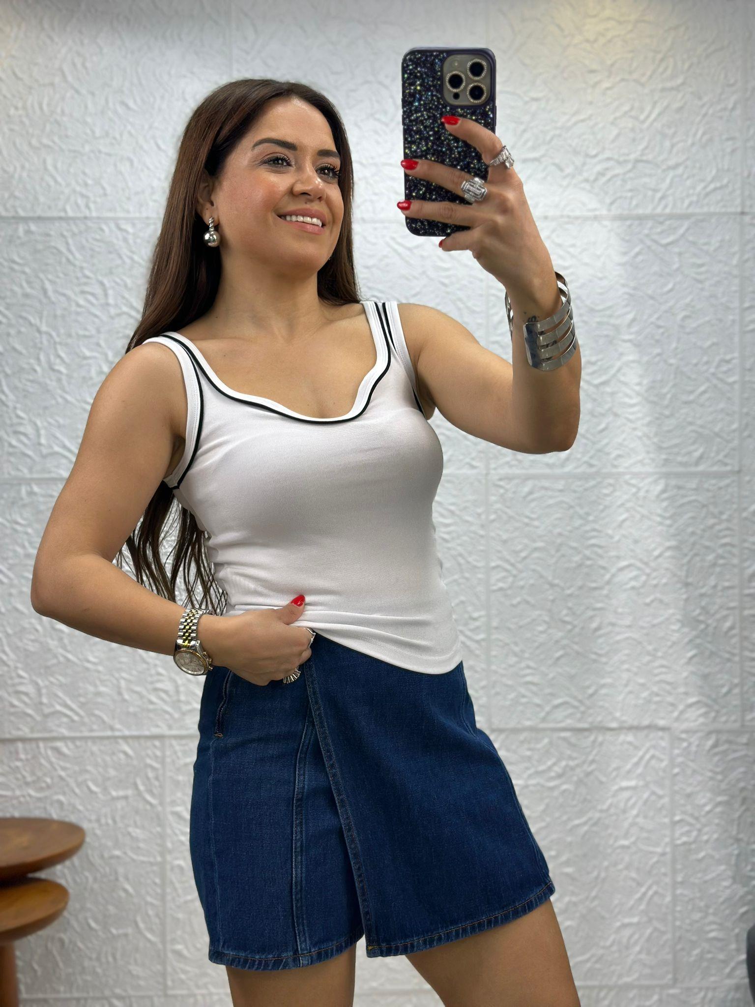 Kısa Şortlu Jean Etek