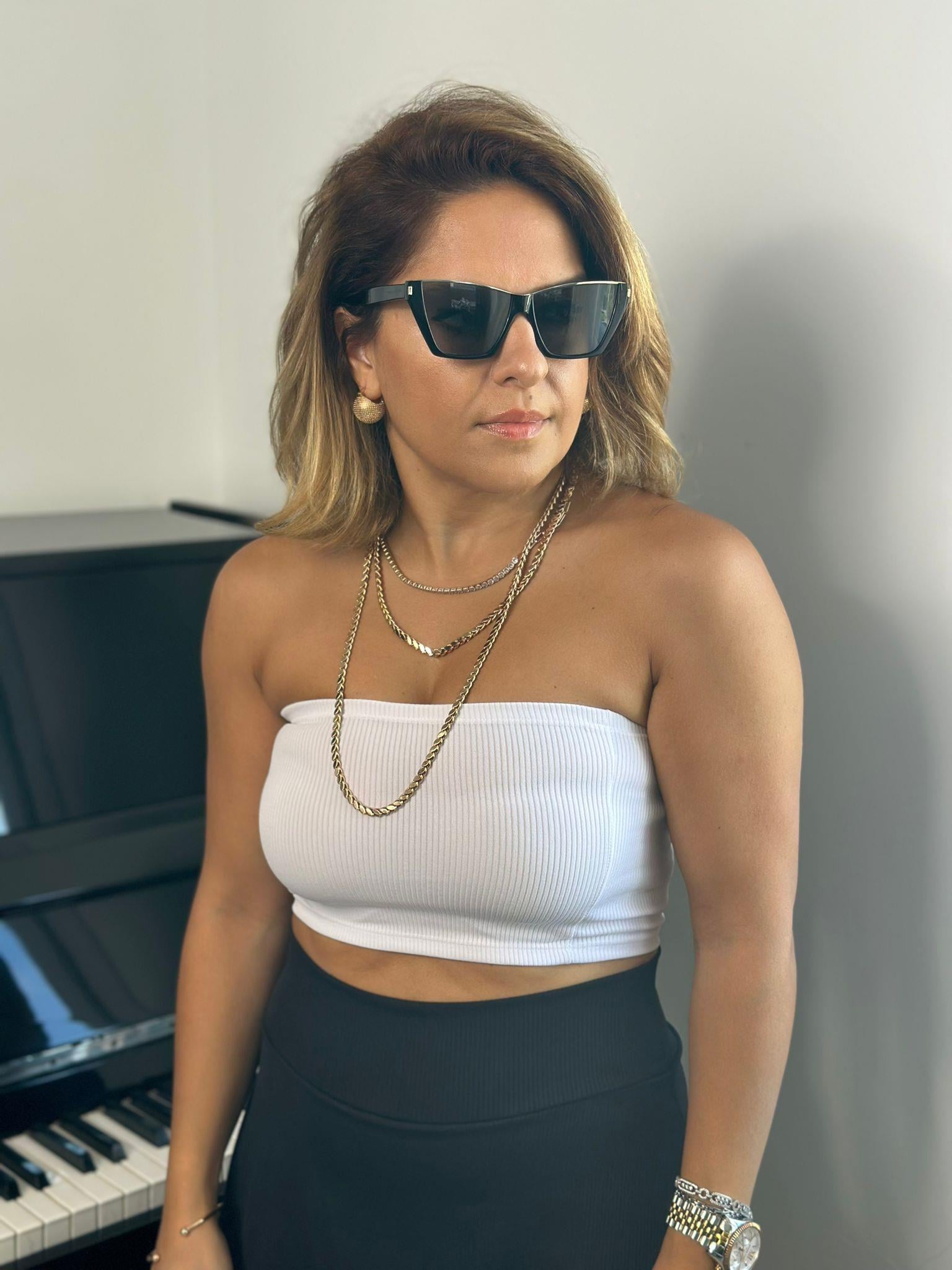 Kısa Straplez Beyaz Crop