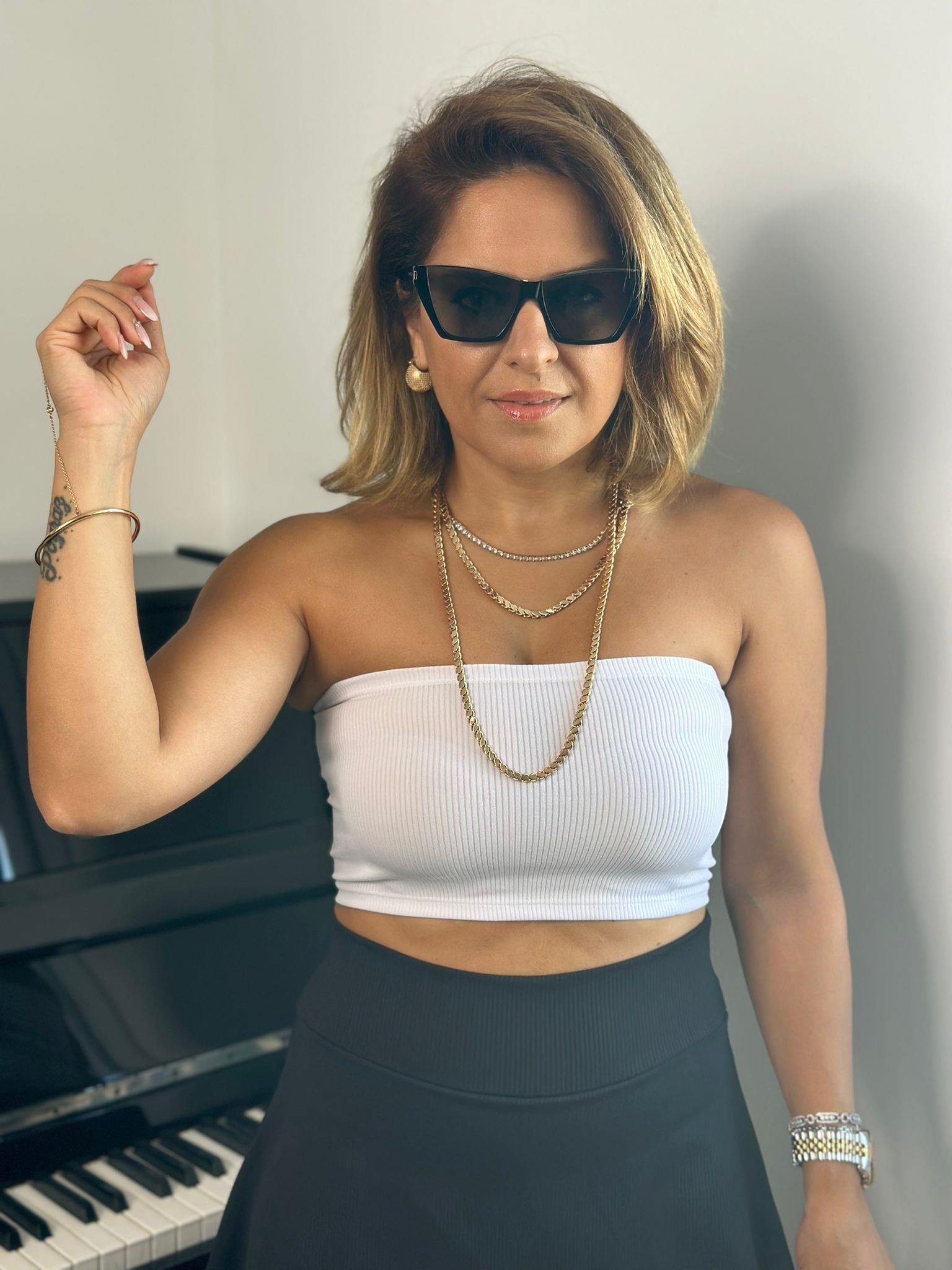 Kısa Straplez Beyaz Crop