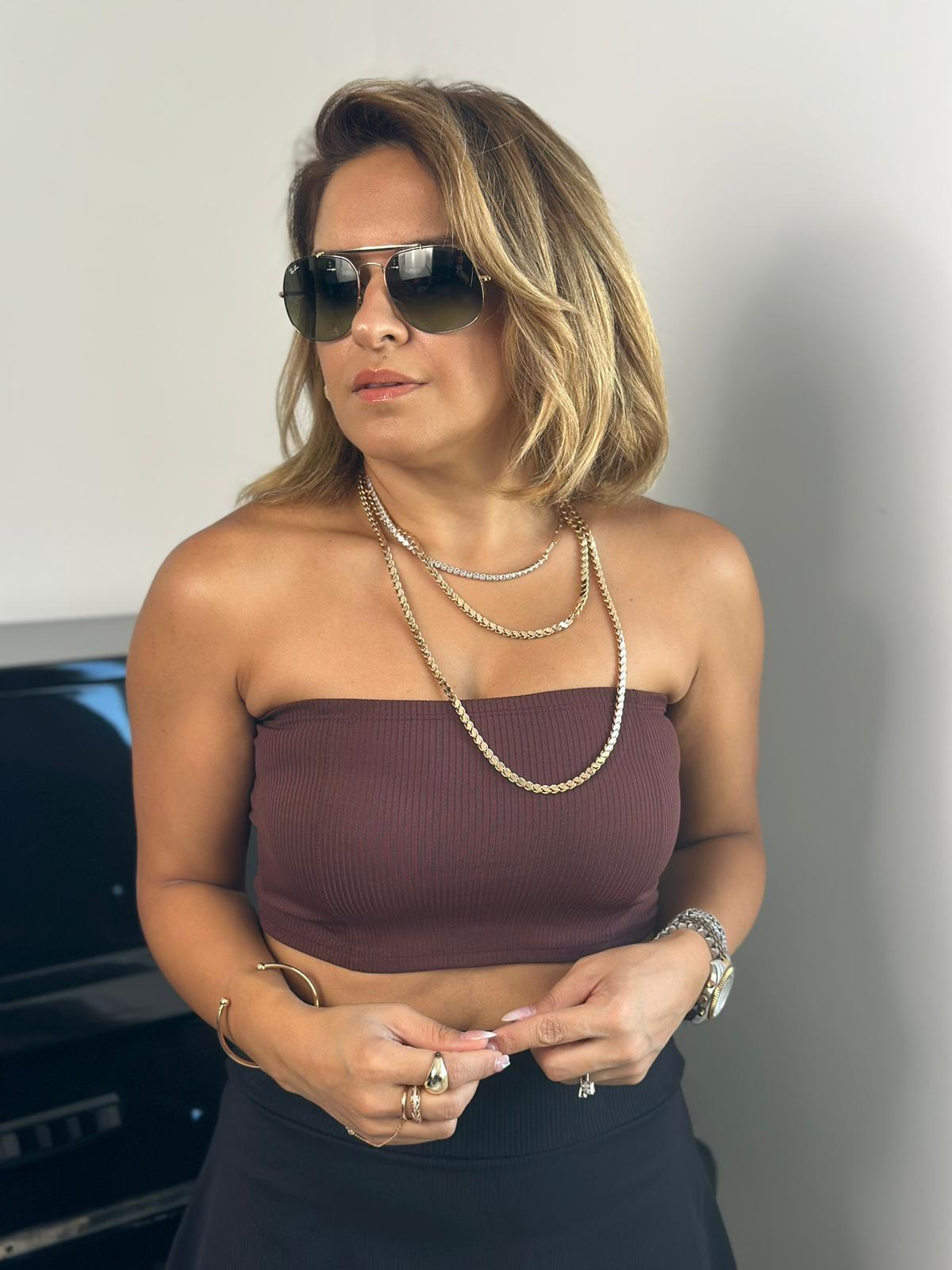 Kısa Straplez Füme Crop