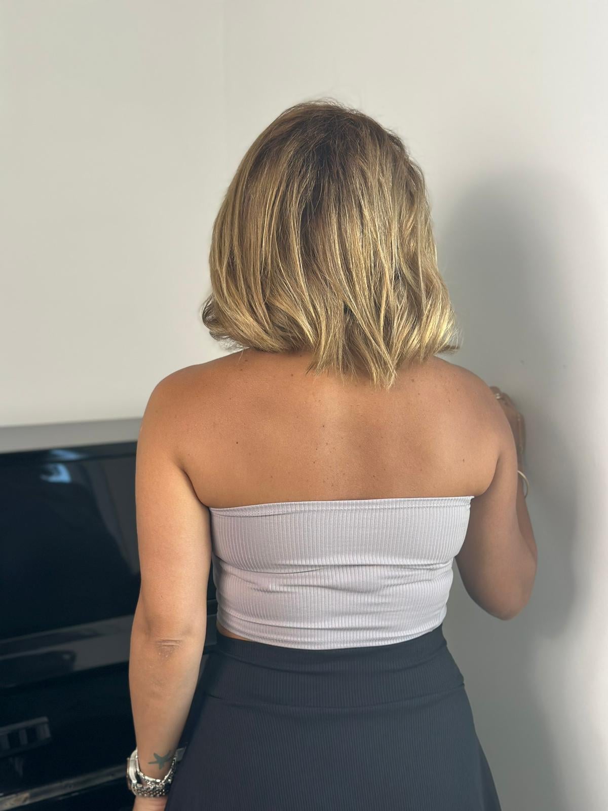 Kısa Straplez Gri Crop