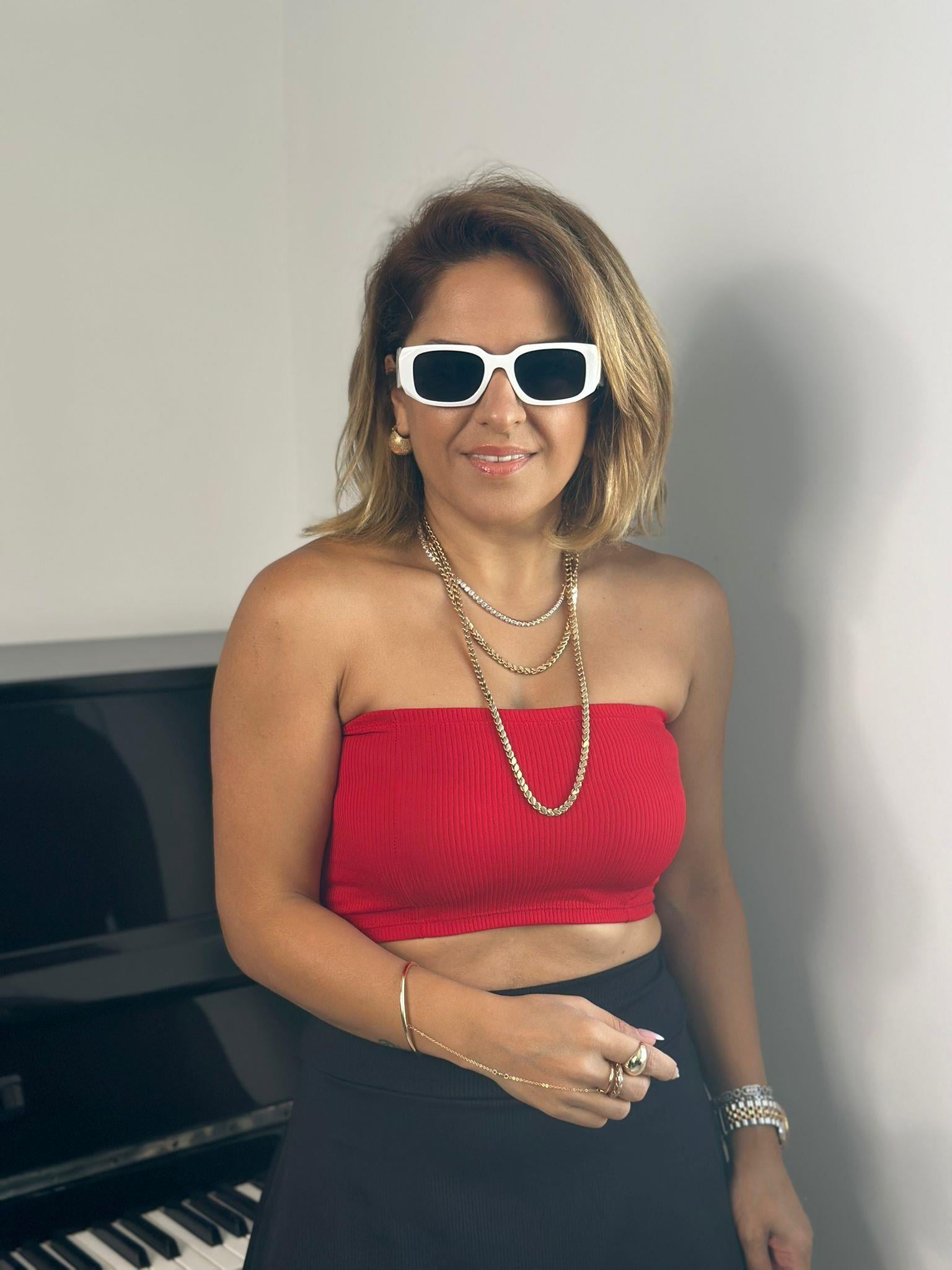 Kısa Straplez Kırmızı Crop