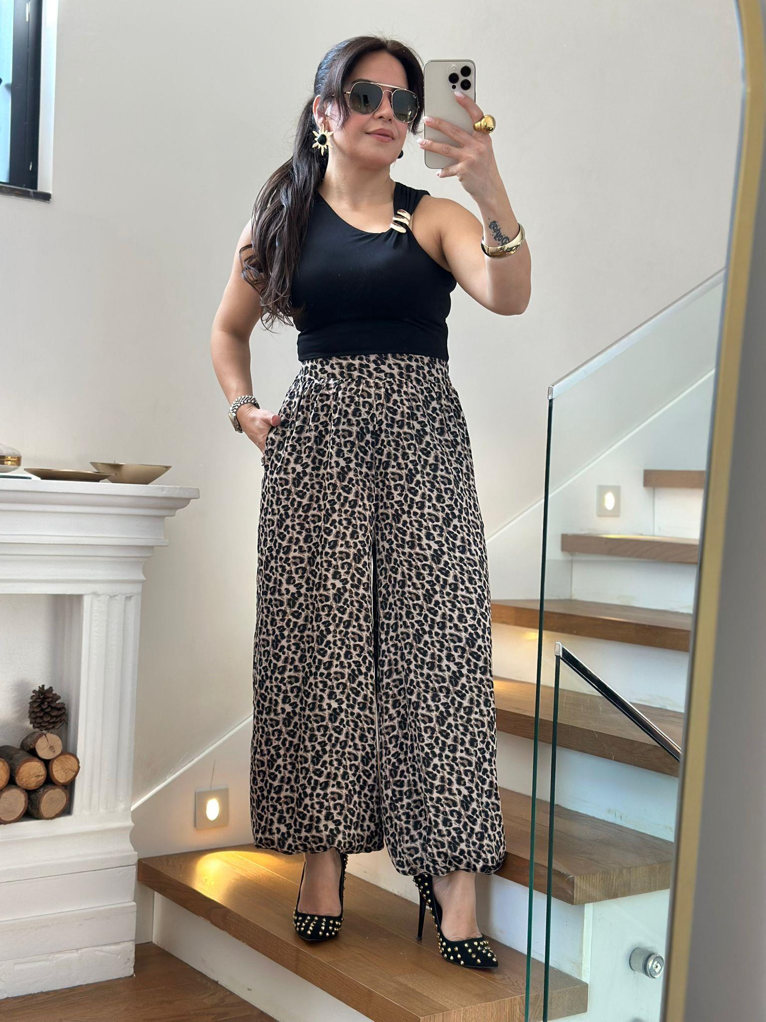 Leopar Desenli Şalvar Pantalon