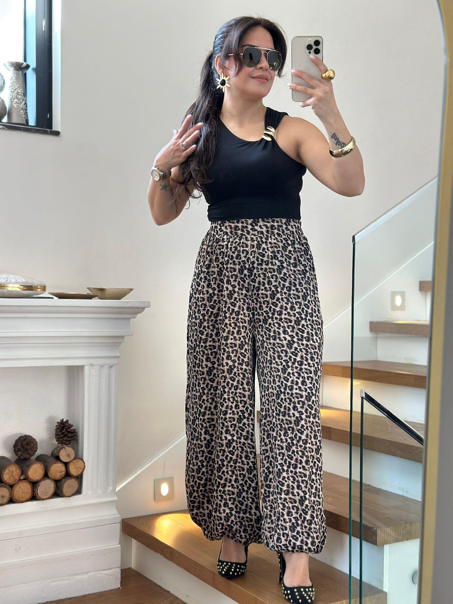 Leopar Desenli Şalvar Pantalon