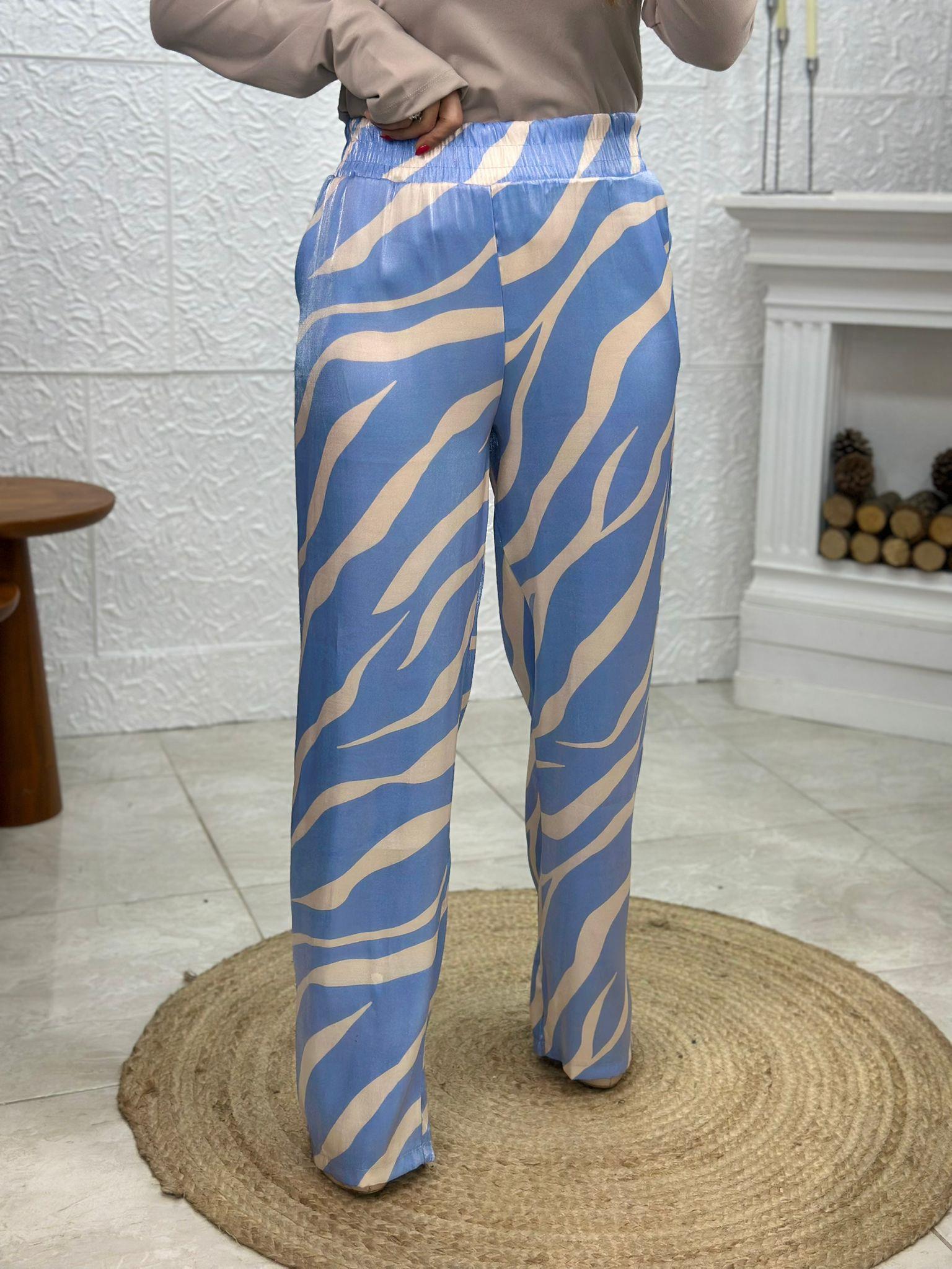 Leopar Desenli Saten Bol Pantalon