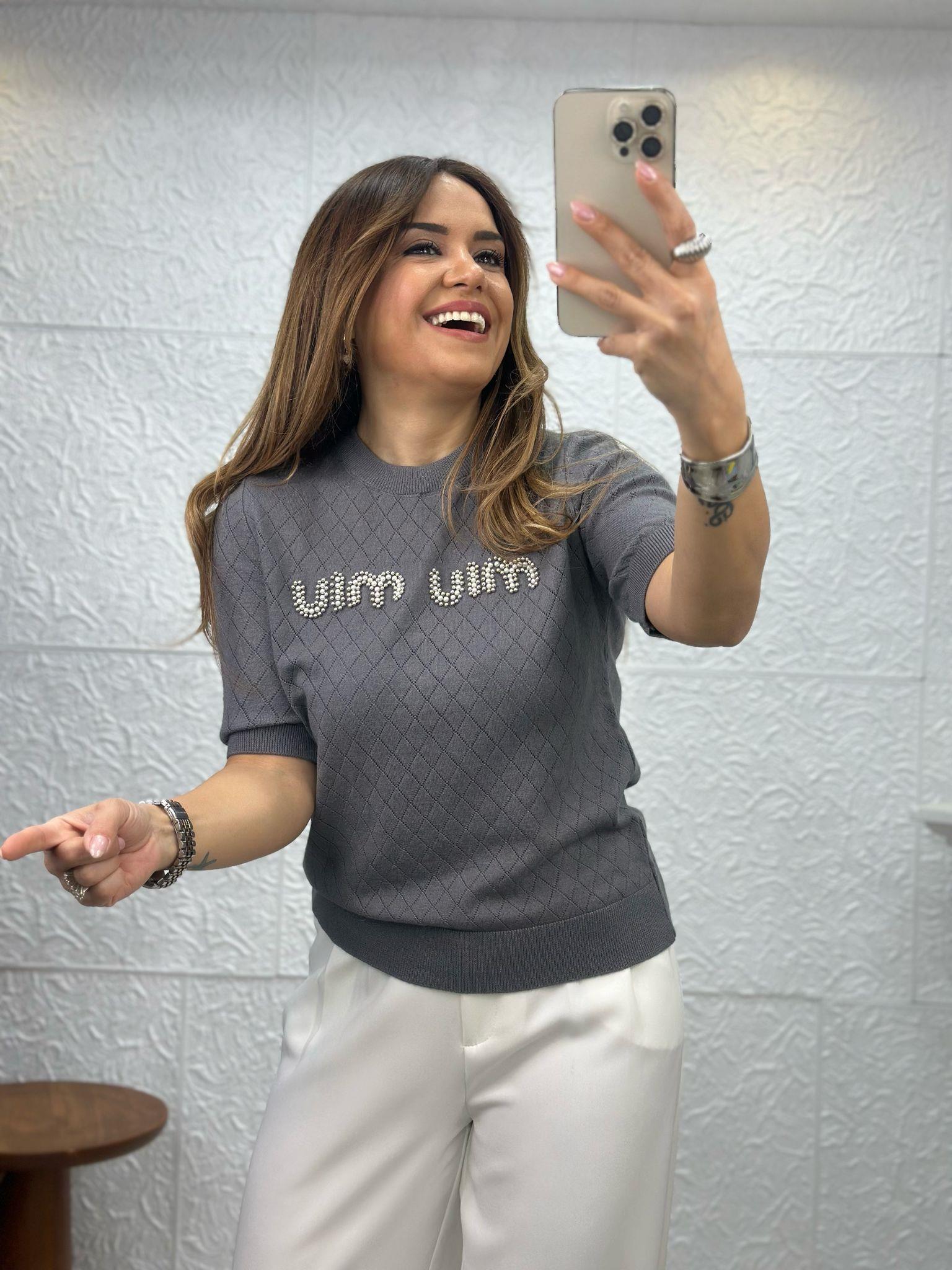 M İncili Griı Bluz