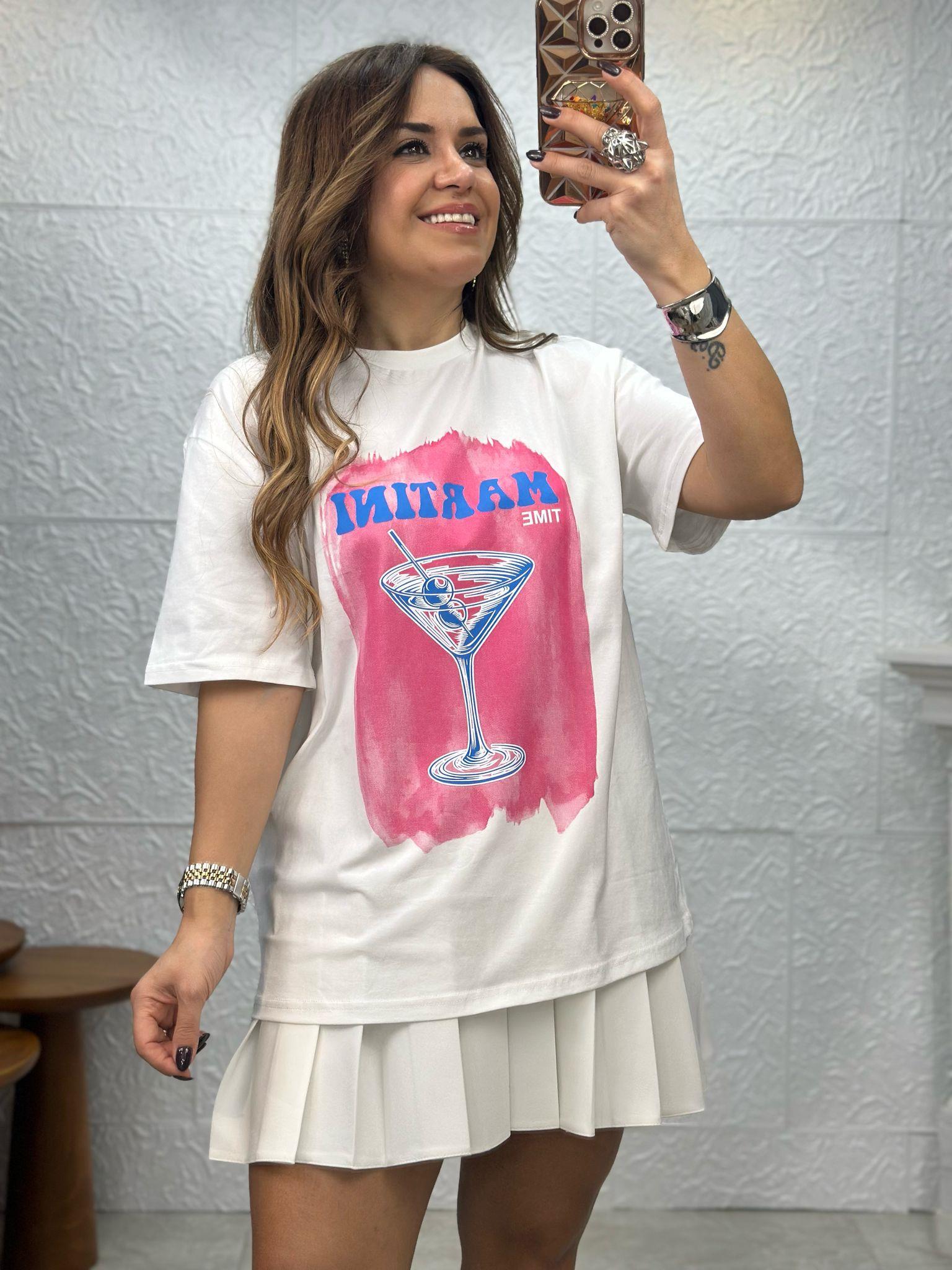 Martını Tıme Baskılı Beyaz Tshirt