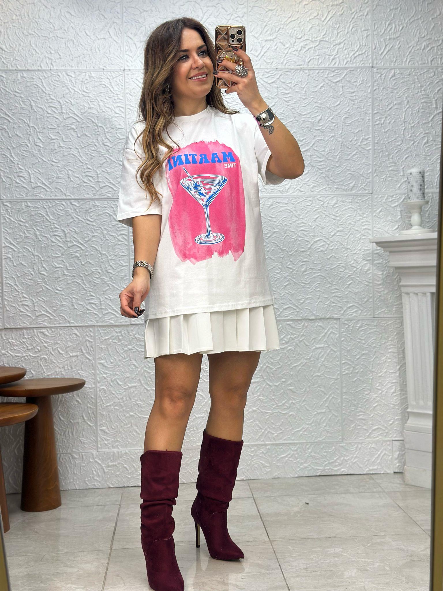 Martını Tıme Baskılı Beyaz Tshirt