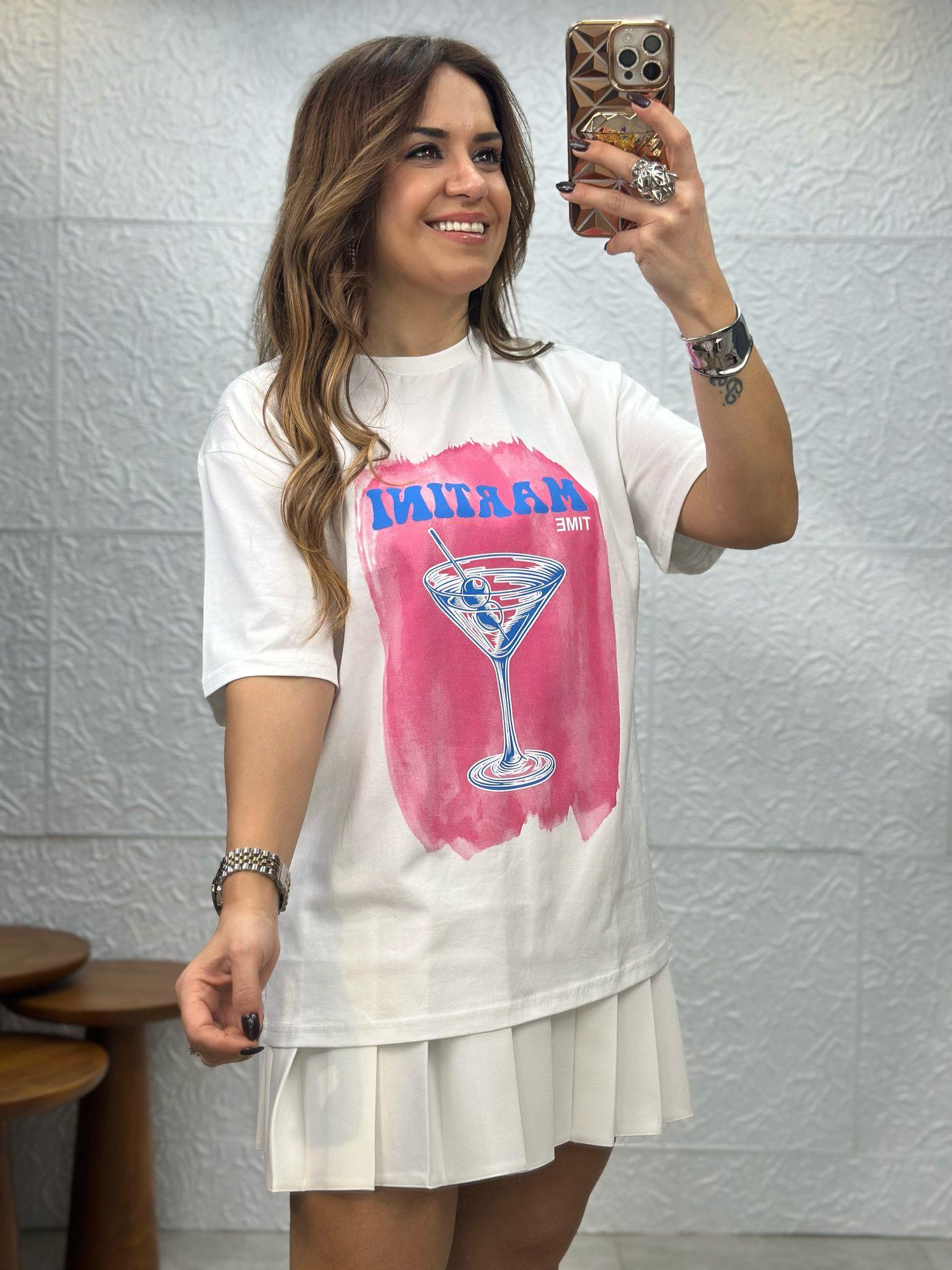 Martını Tıme Baskılı Beyaz Tshirt