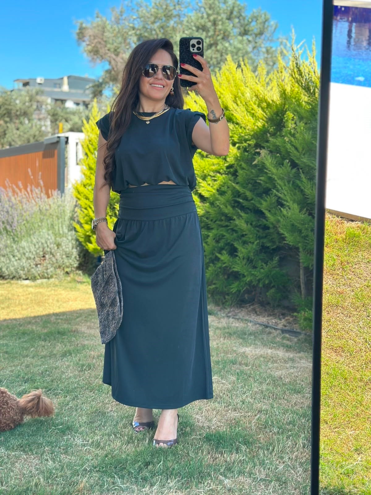 Modal Kumaş Gri Etekli Takım