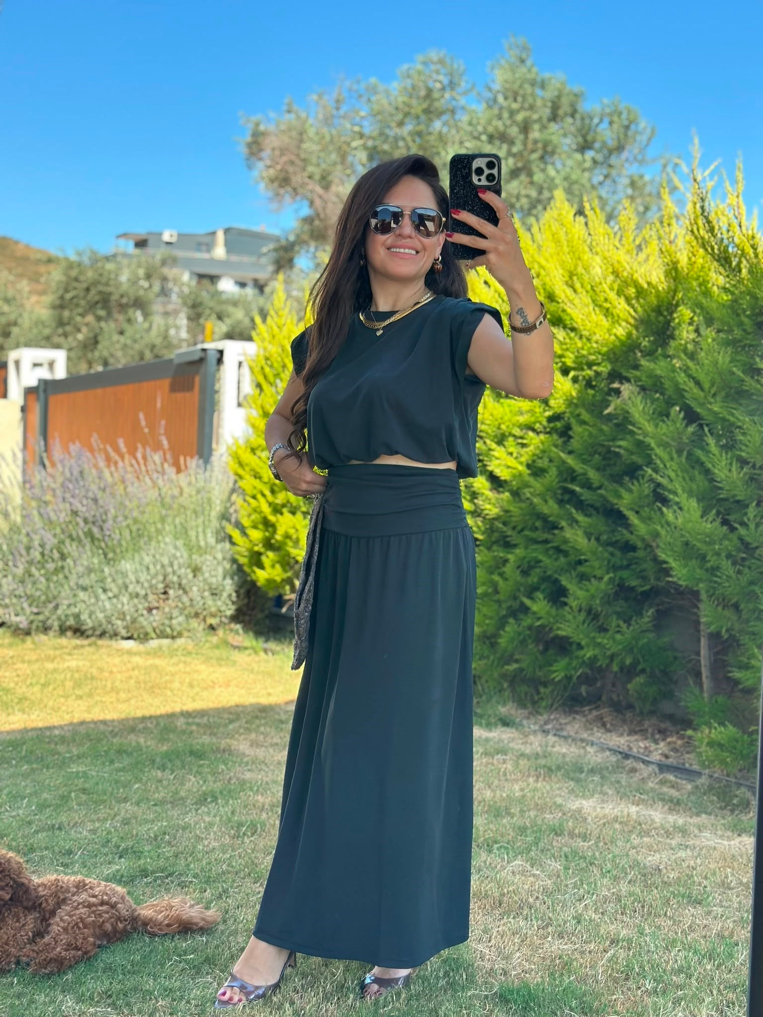 Modal Kumaş Gri Etekli Takım