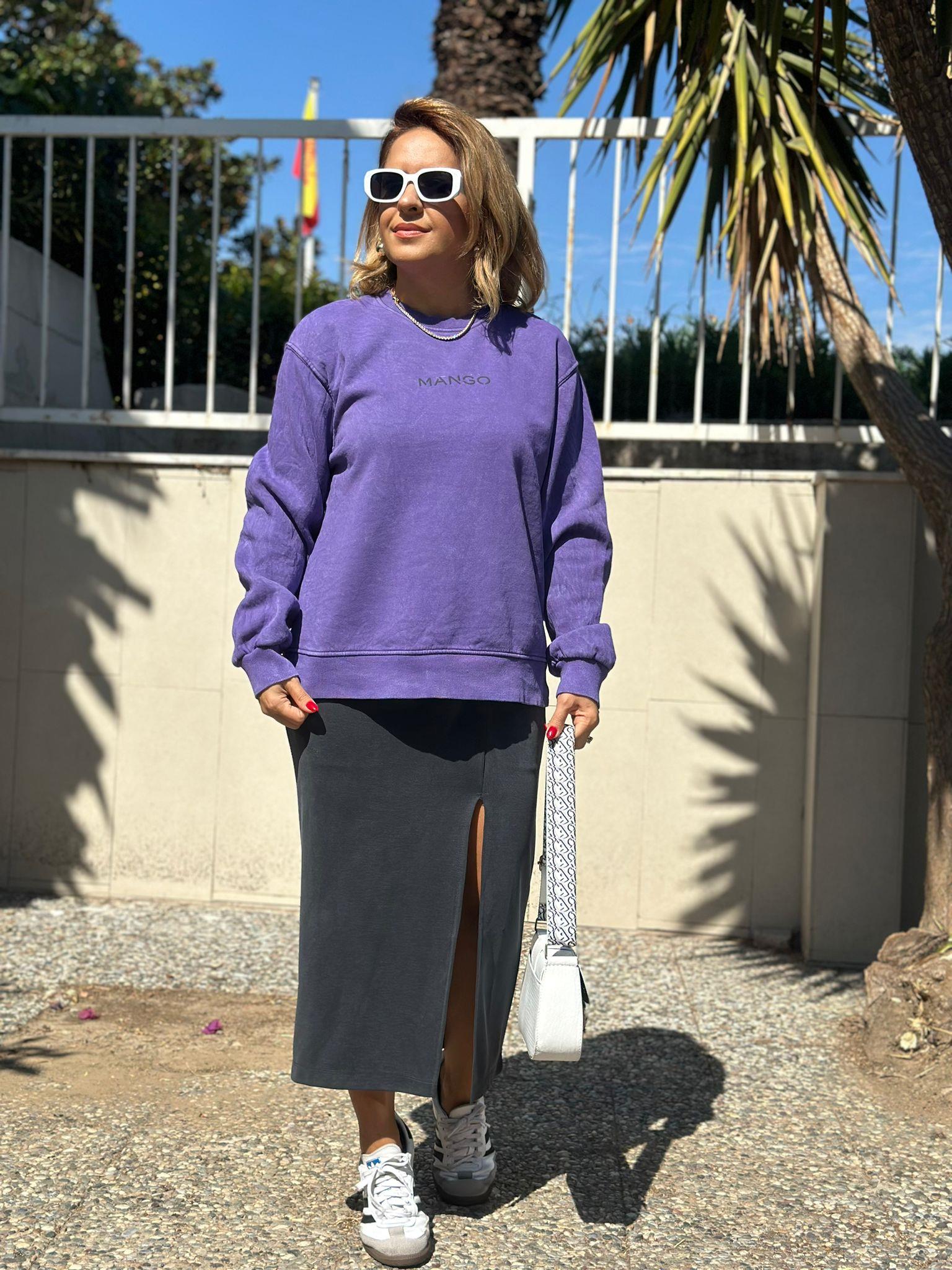 Mor Şardonlu Sweatshirt