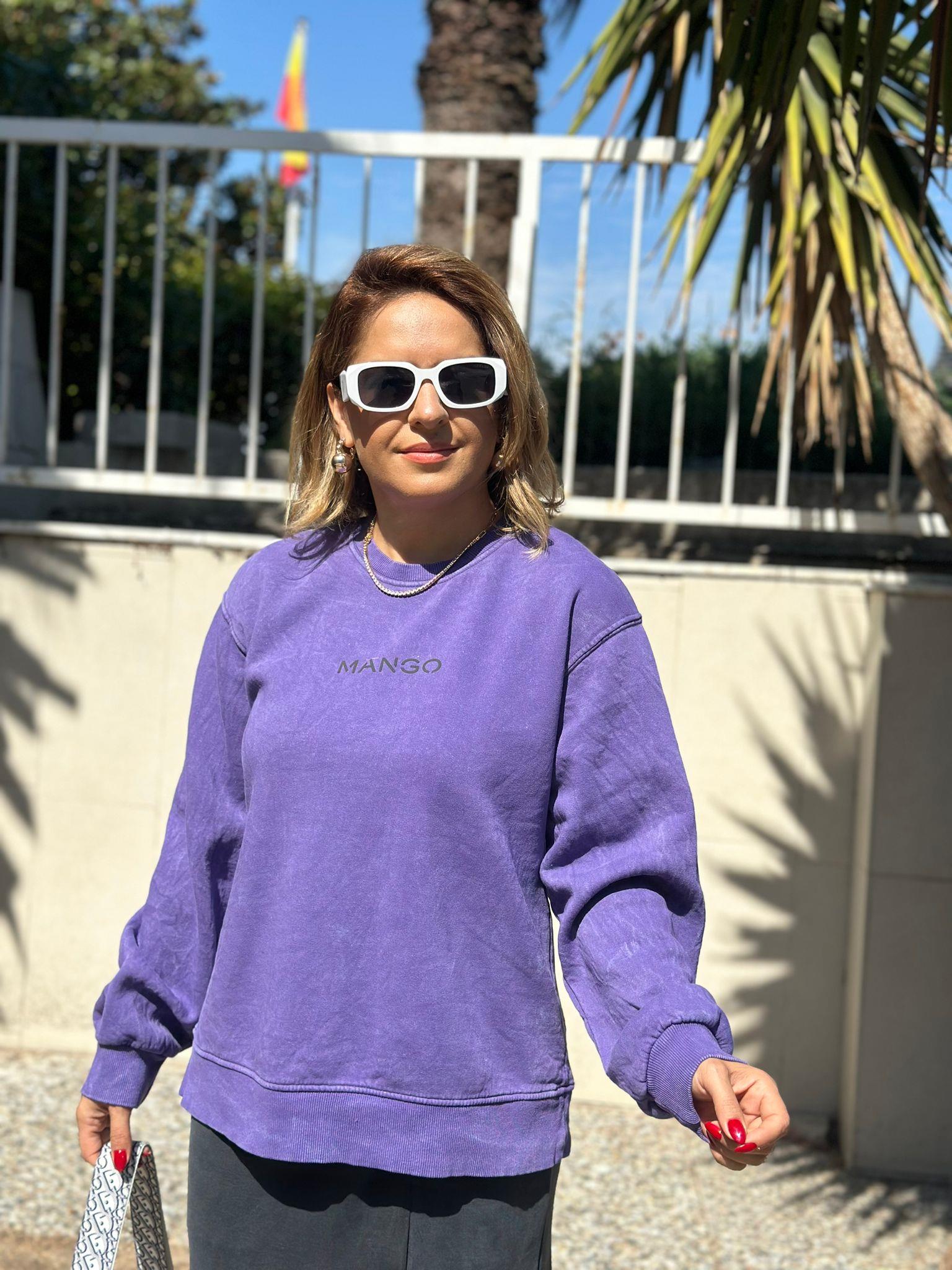 Mor Şardonlu Sweatshirt