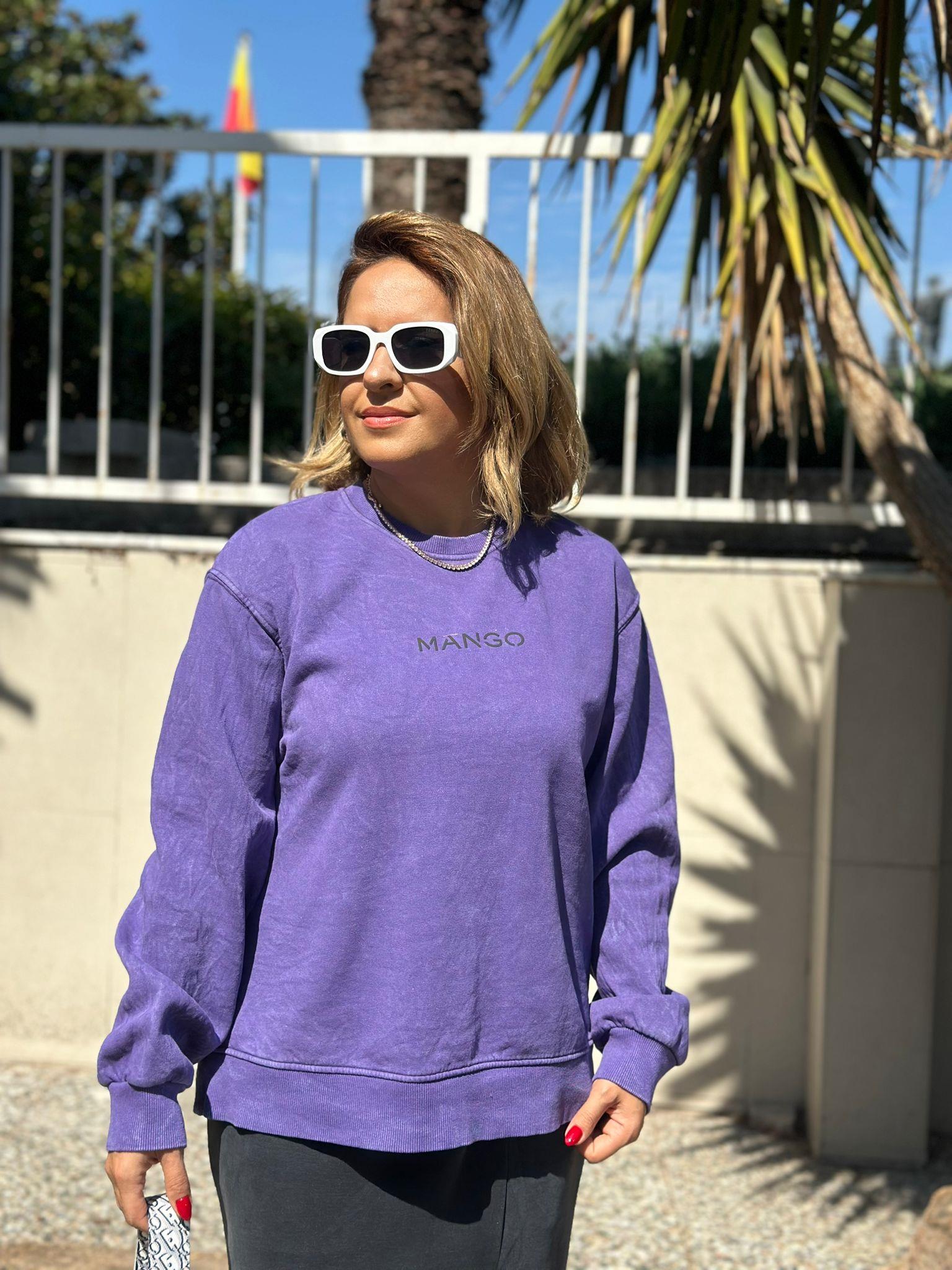 Mor Şardonlu Sweatshirt