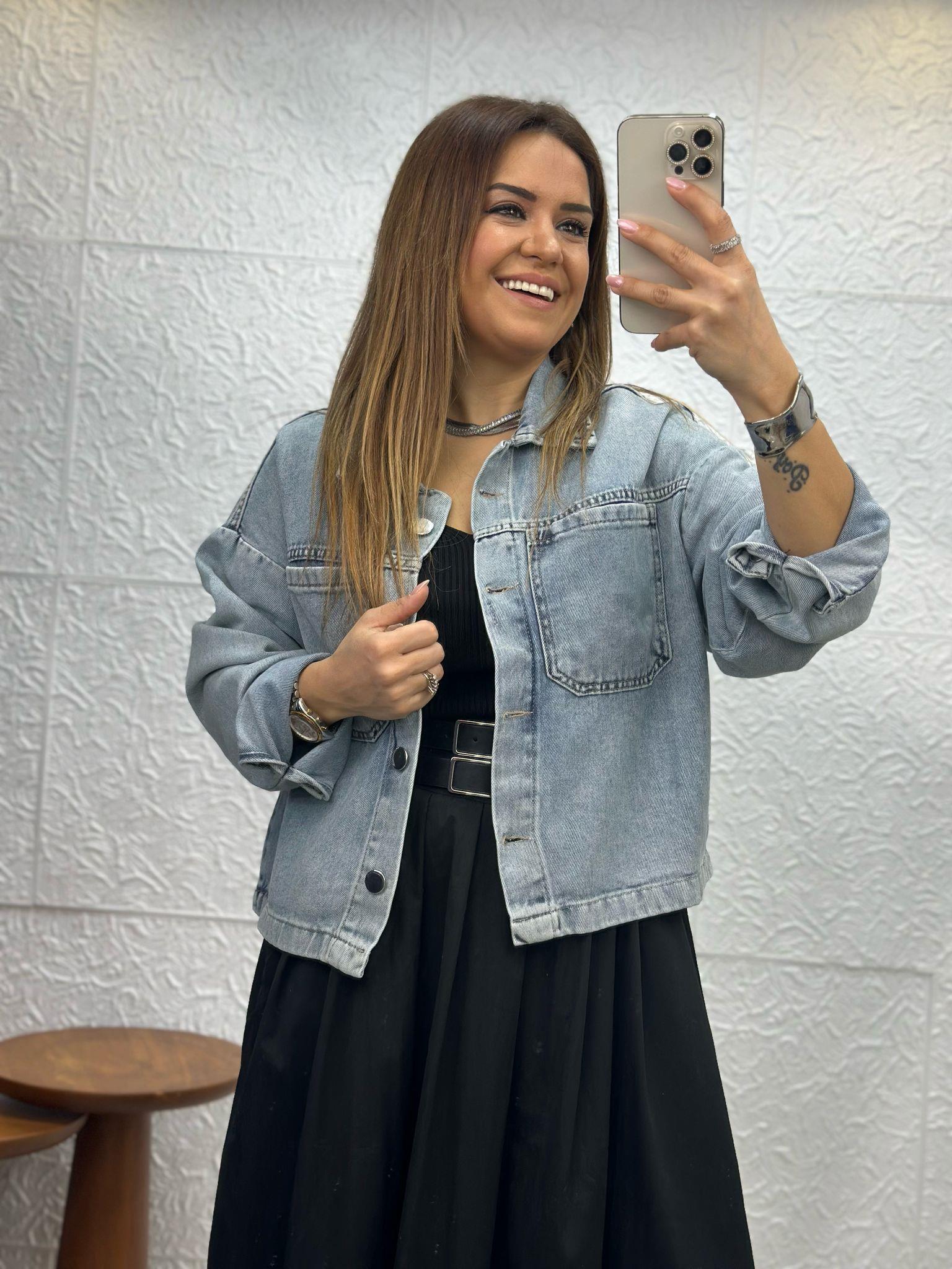 Ms Kısa Jean Mavi Ceket
