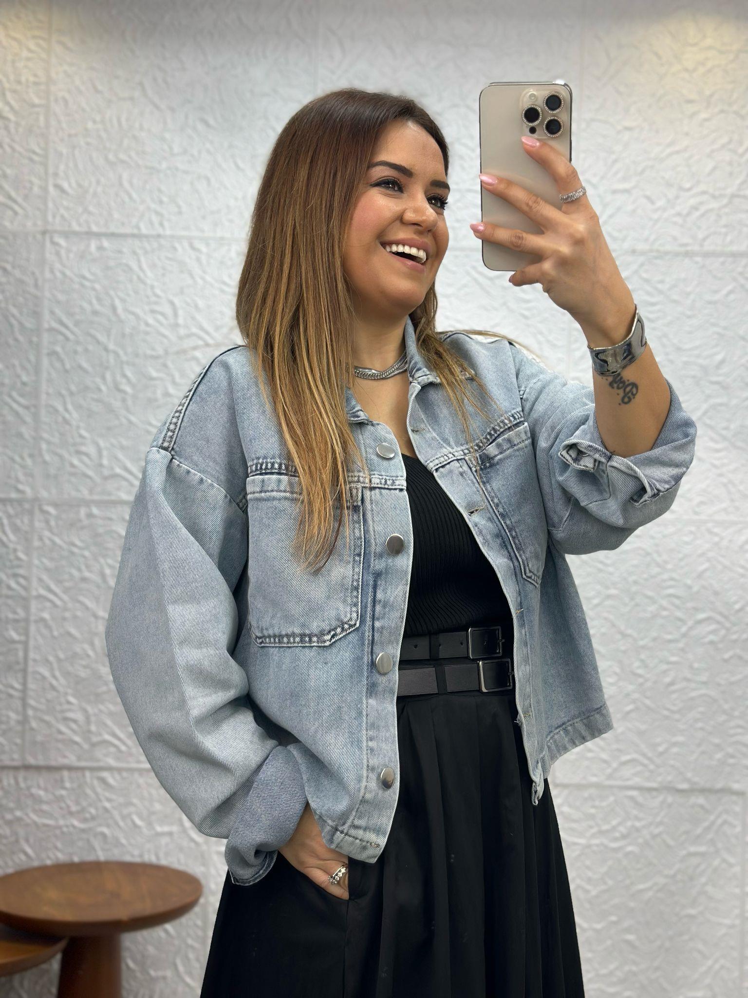 Ms Kısa Jean Mavi Ceket