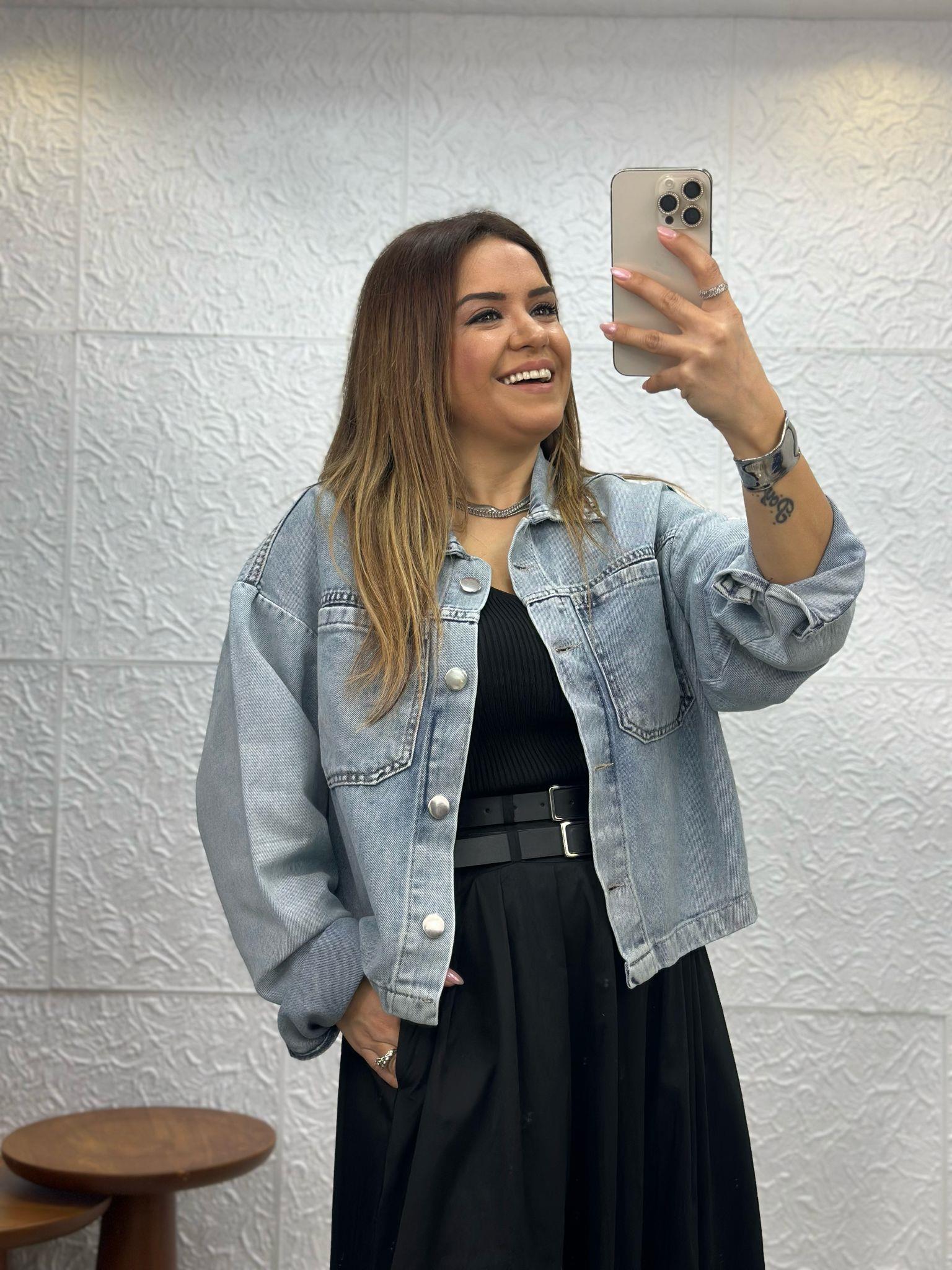 Ms Kısa Jean Mavi Ceket