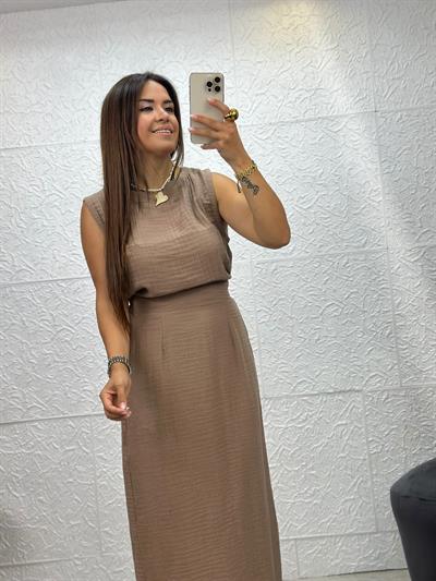 Müslim Etekli Kahverengi Takım