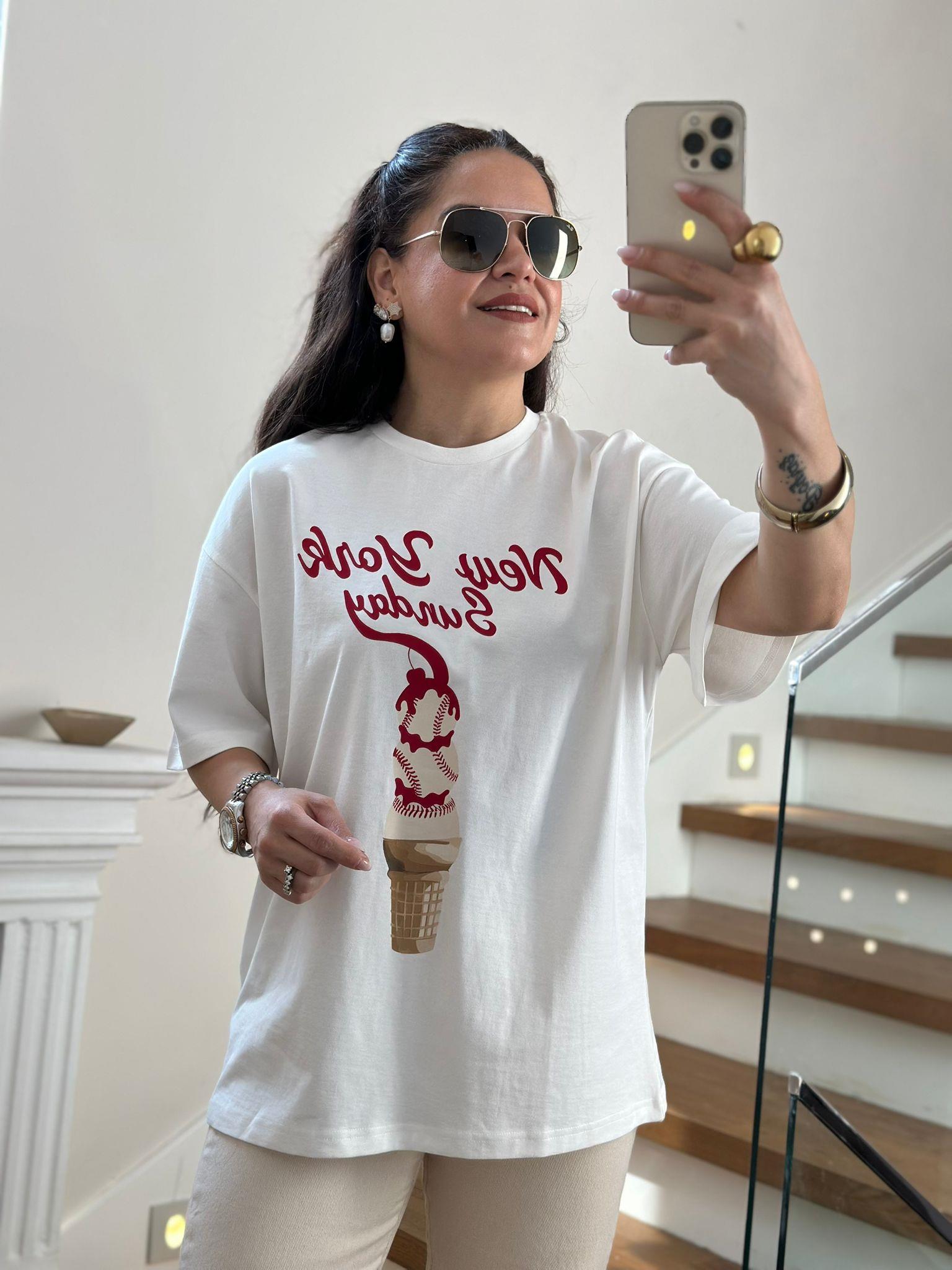 New York Sunday Baskılı Tshirt