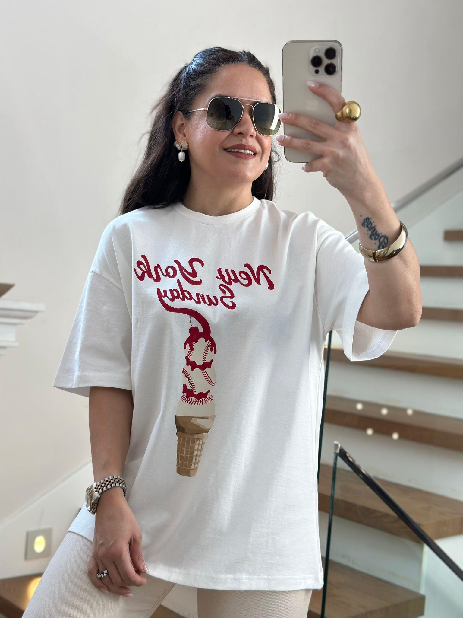 New York Sunday Baskılı Tshirt