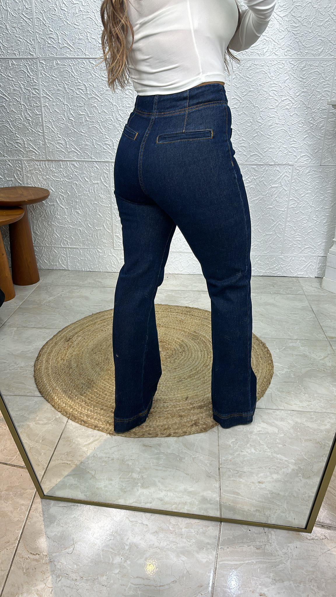 ÖNÜ CEPLİ MAVİ BOL PAÇA JEAN