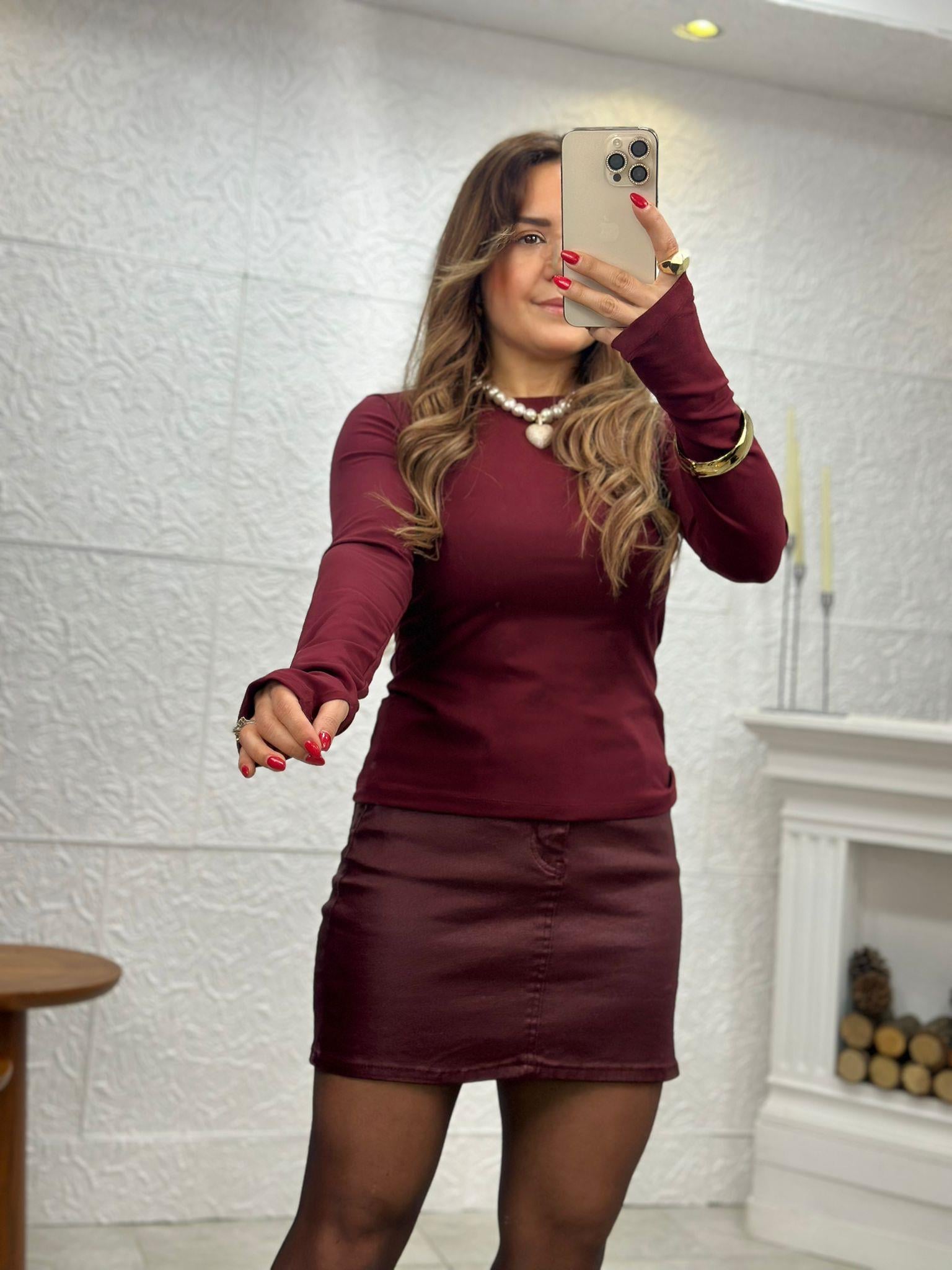 Parmak Geçmeli Bordo Body