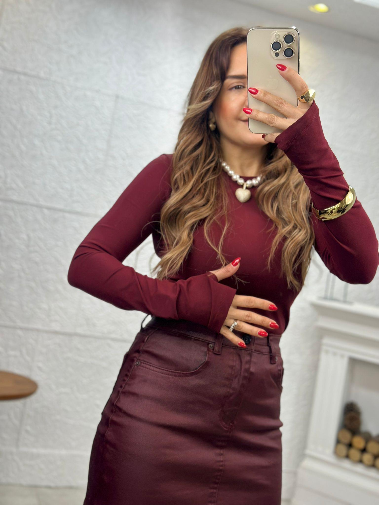 Parmak Geçmeli Bordo Body