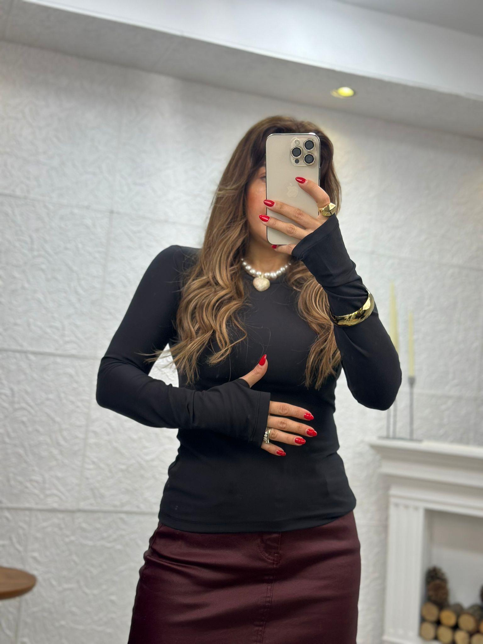 Parmak Geçmeli Siyah Basic Body