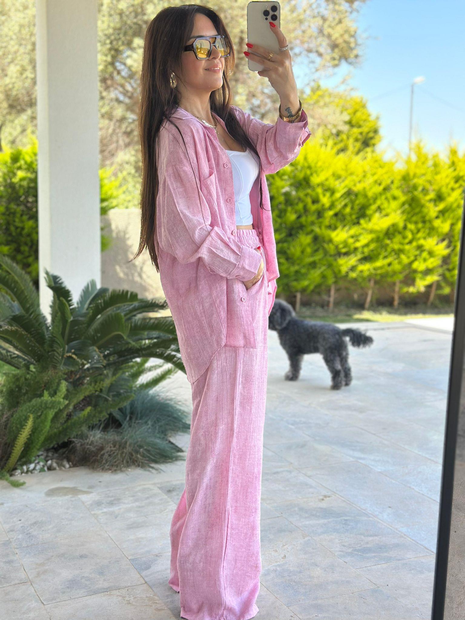 Pembe Gömlek Pantolon Takım
