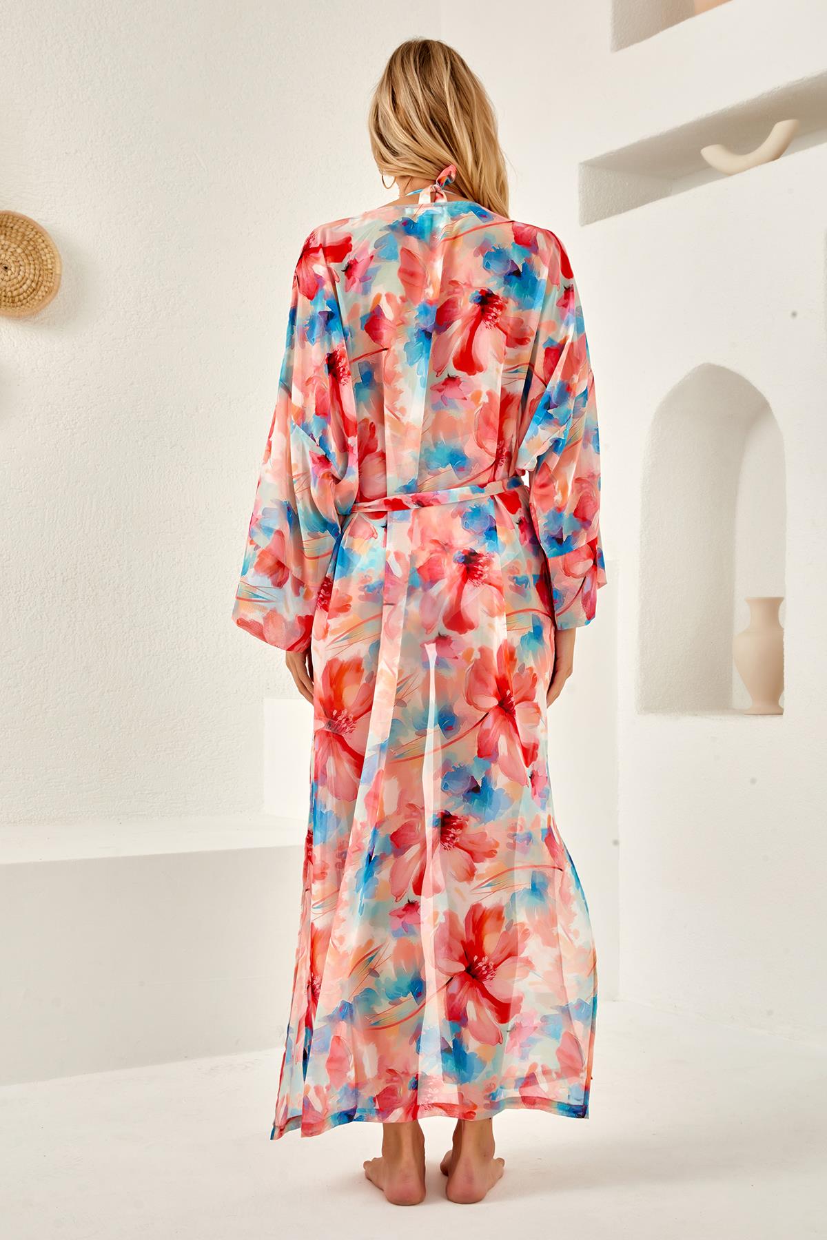 Pembe Mavi Desenli Pareo Lpn254814