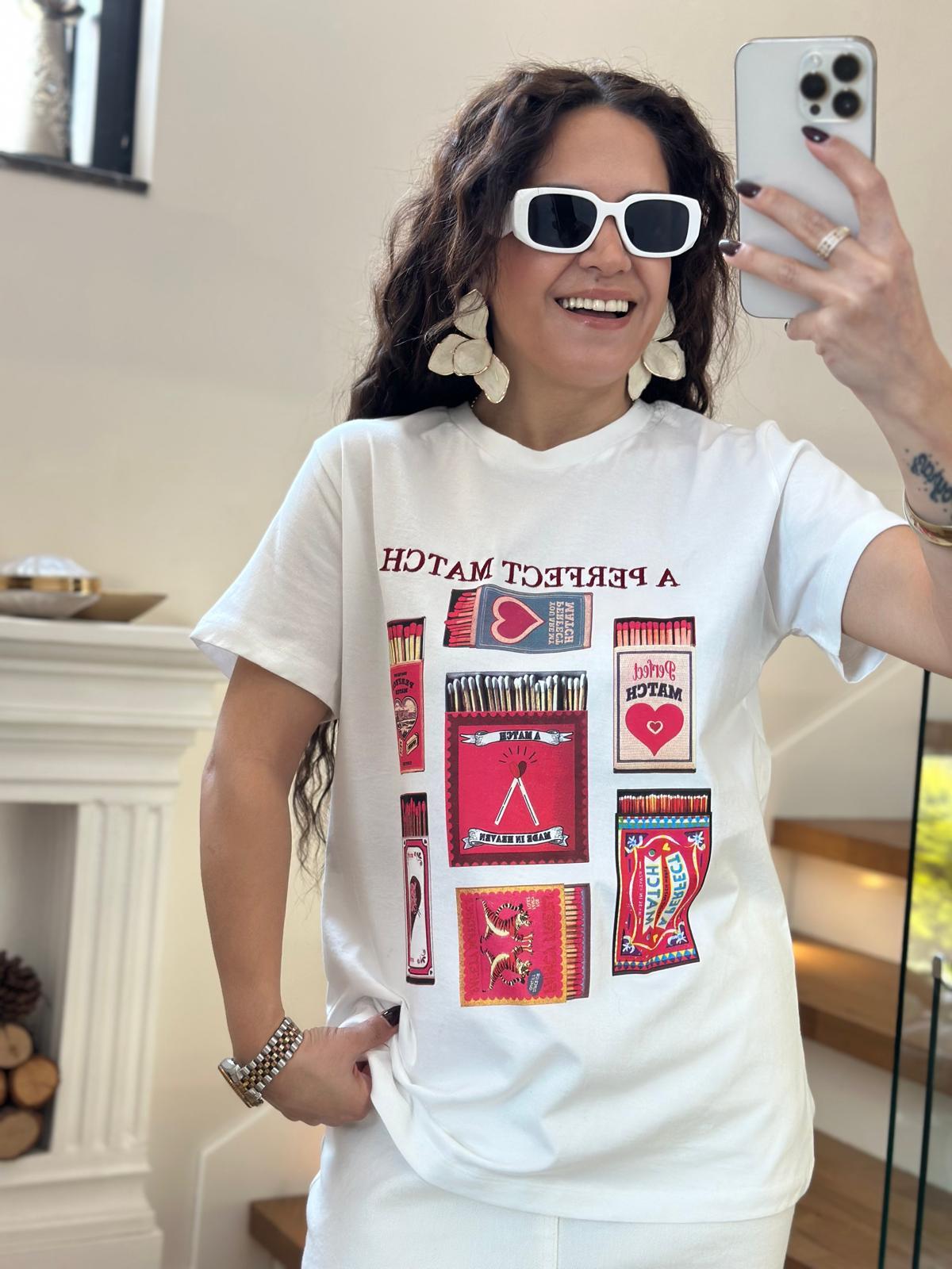 Perfect Baskılı Beyaz Tshirt