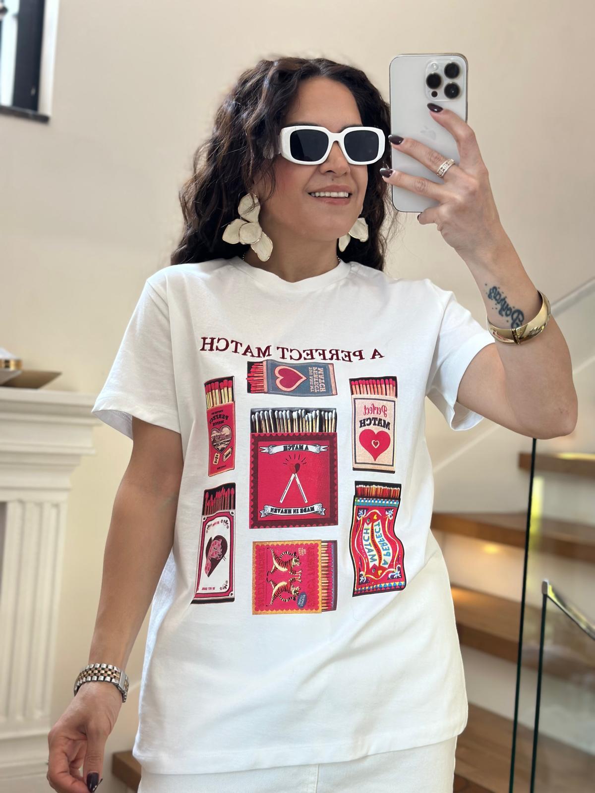 Perfect Baskılı Beyaz Tshirt