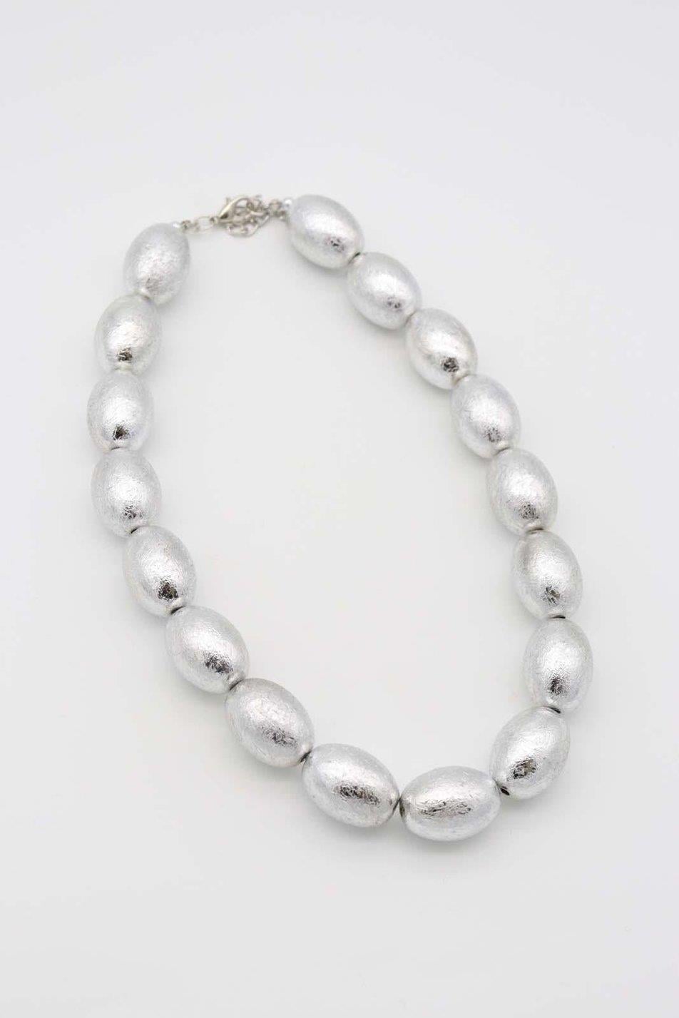 Silver Oval Pürüzlü Kolye