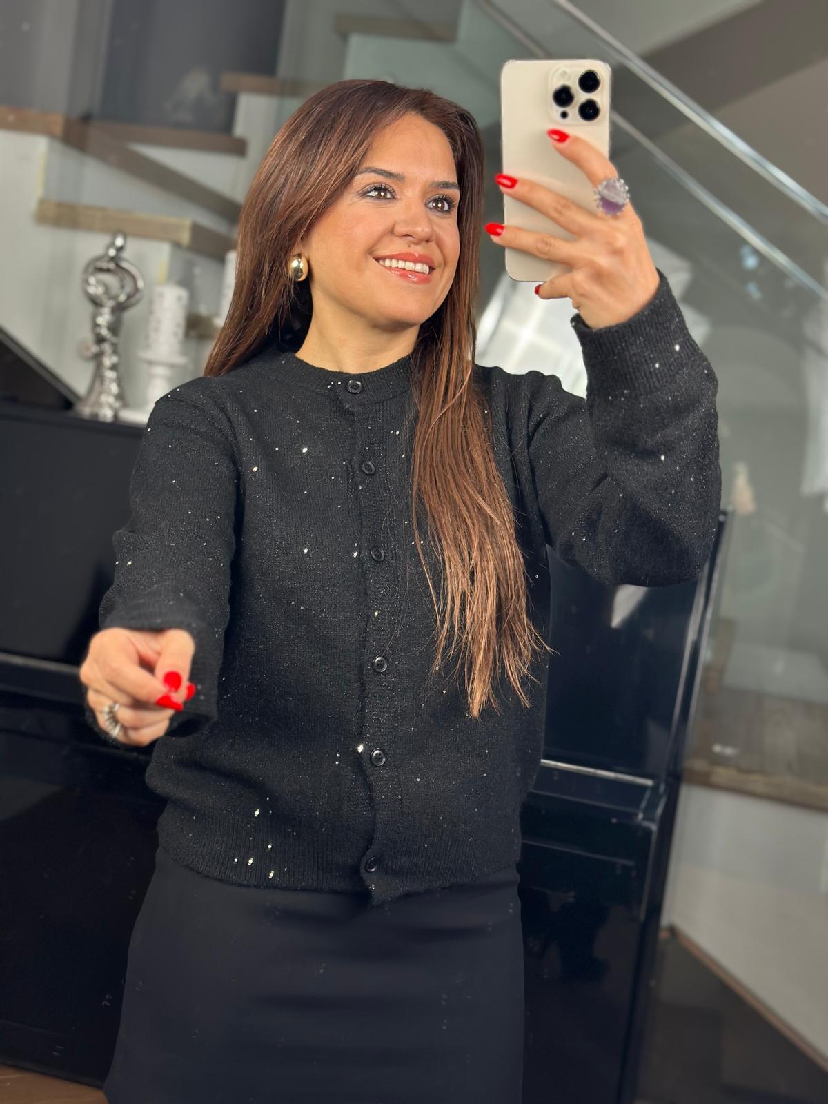 Simli Siyah Hırka